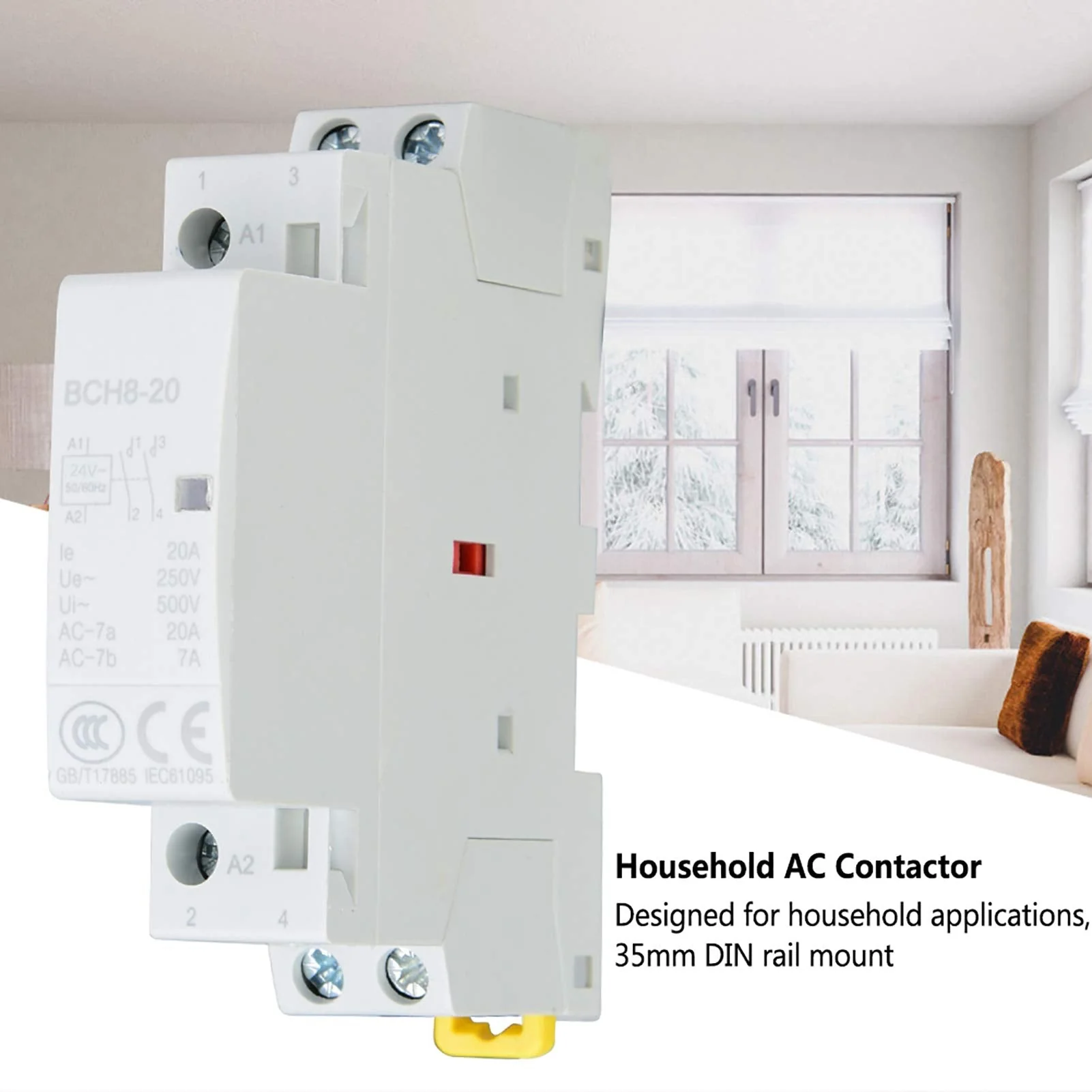 Jadeshay AC Contactor 2P 20A 24V 220V/230V 50/60Hz Household Contactor DIN Rail Mounting 1NO 1NC (24V) - Image 7