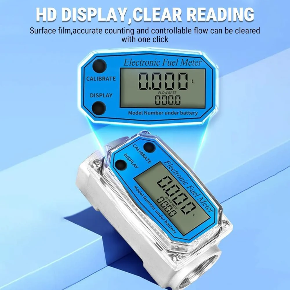 Jadeshay Flow Meter for Turbines, Mini Digital Flow Meter 1 Inch NPT Thread Flow Meter for Fuel 15-120L 1 Inch (Blue-LW-25) Blue - Image 5
