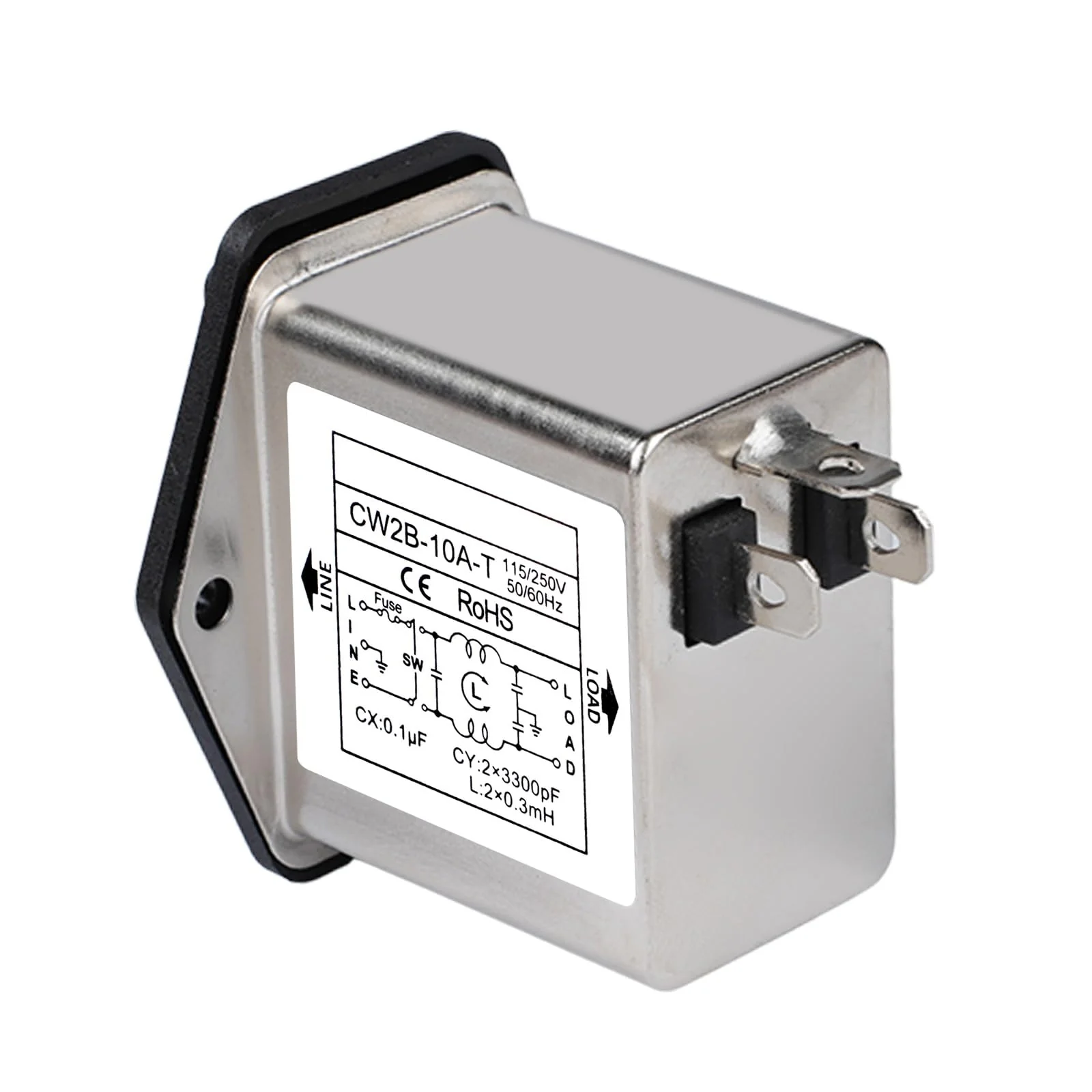 Jadeshay Mains Filter, CW2B-10A-T EMI Filter 10A Single-Phase Mains Filter Socket Electromagnetic Interference Filter 50/60Hz AC 115V/250V - Image 5