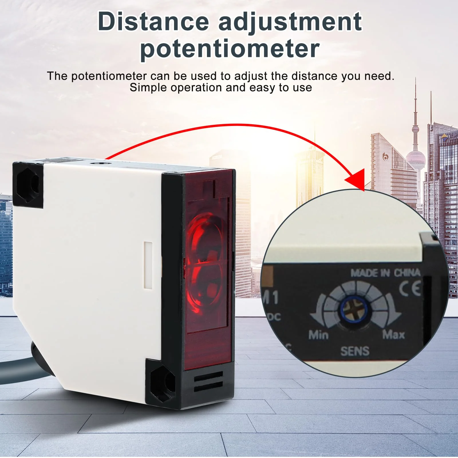 Jadeshay Photoelectric Sensor Switch, Reflector Light Barrier E3JK-R4M1 Photoelectric Beam Sensor 12-24 VDC Sensor for Photoelectric Barrier E3JK-R4M1 Induction Distance 0.1-4 m Adjustable - Image 2
