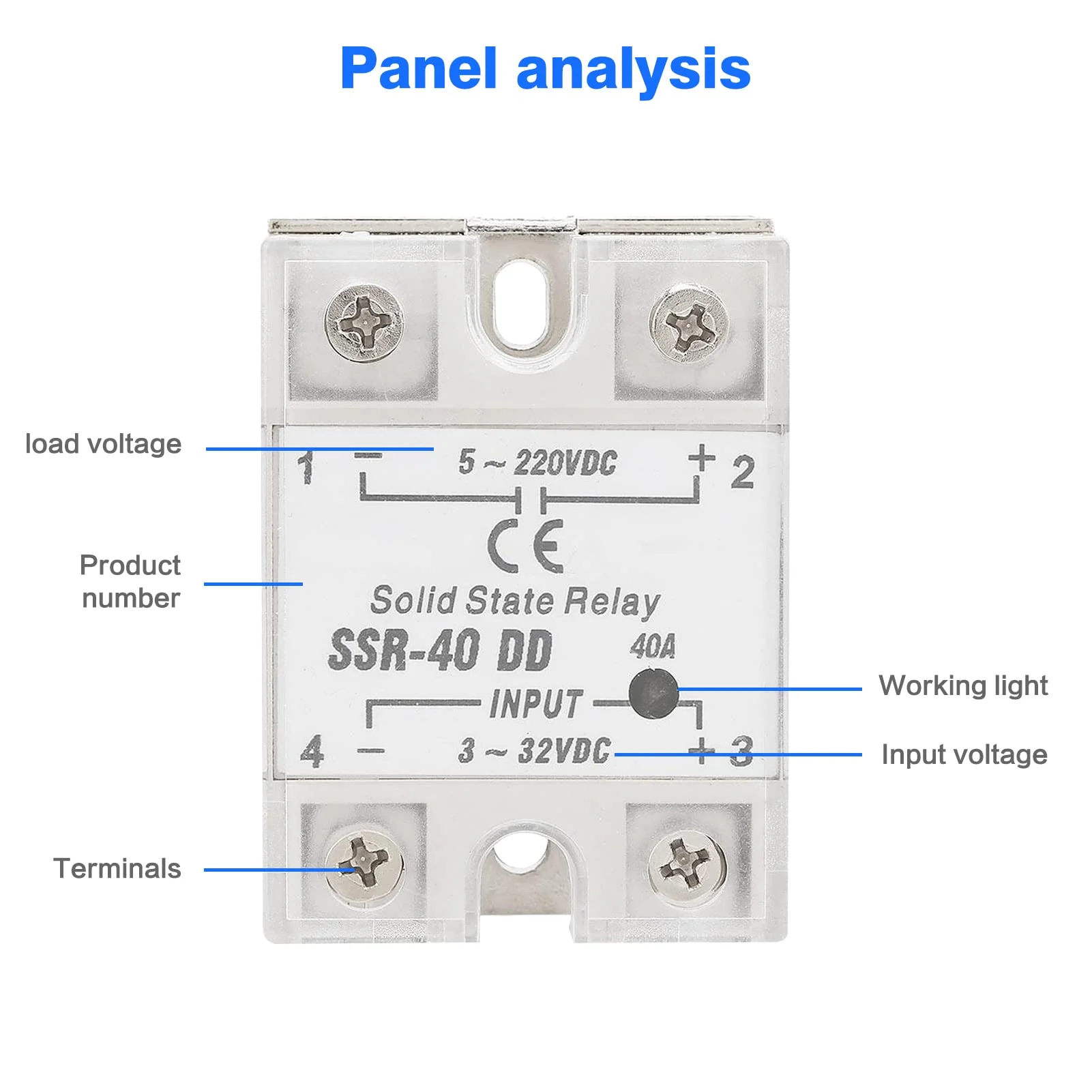Jadeshay Solid State Relay SSR-40 DD 40A 5-220VDC SSR Solid State Relay Module for Industrial Automation Processes SSR40 - Image 4