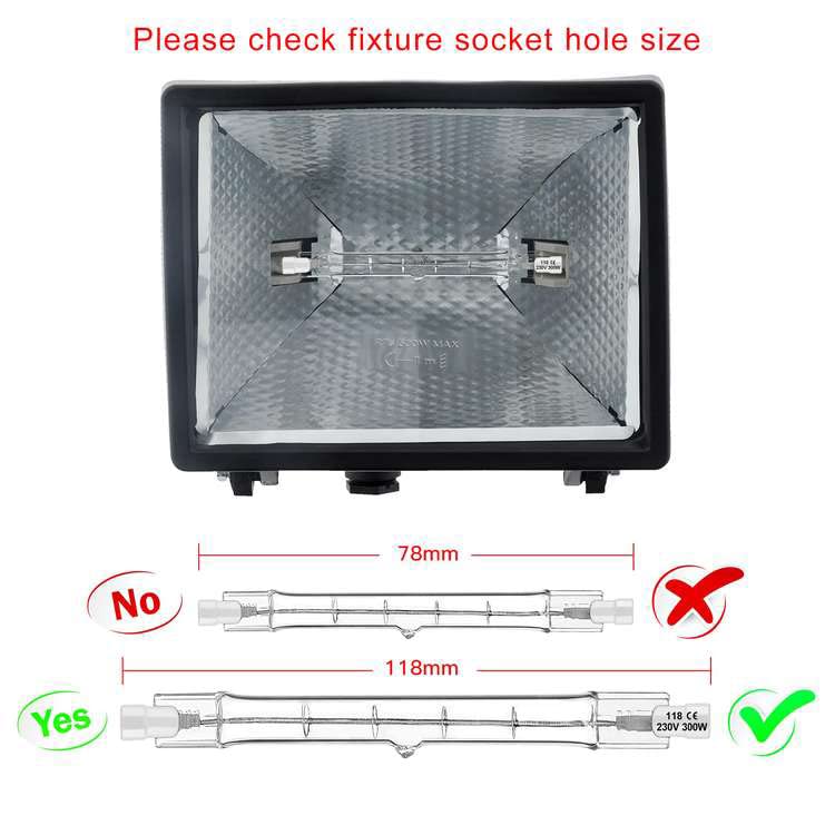 Jaenmsa R7S Halogen Light Bulb 118 mm 300 W 230 V, Pack of 5 Halogen Rod R7S 118 mm, Halogen Bulb R7s Dimmable Halogen Lamp for Construction Spotlights, Work Landscape Lighting, Living Room Lights 118 mm-300W-5p - Image 4