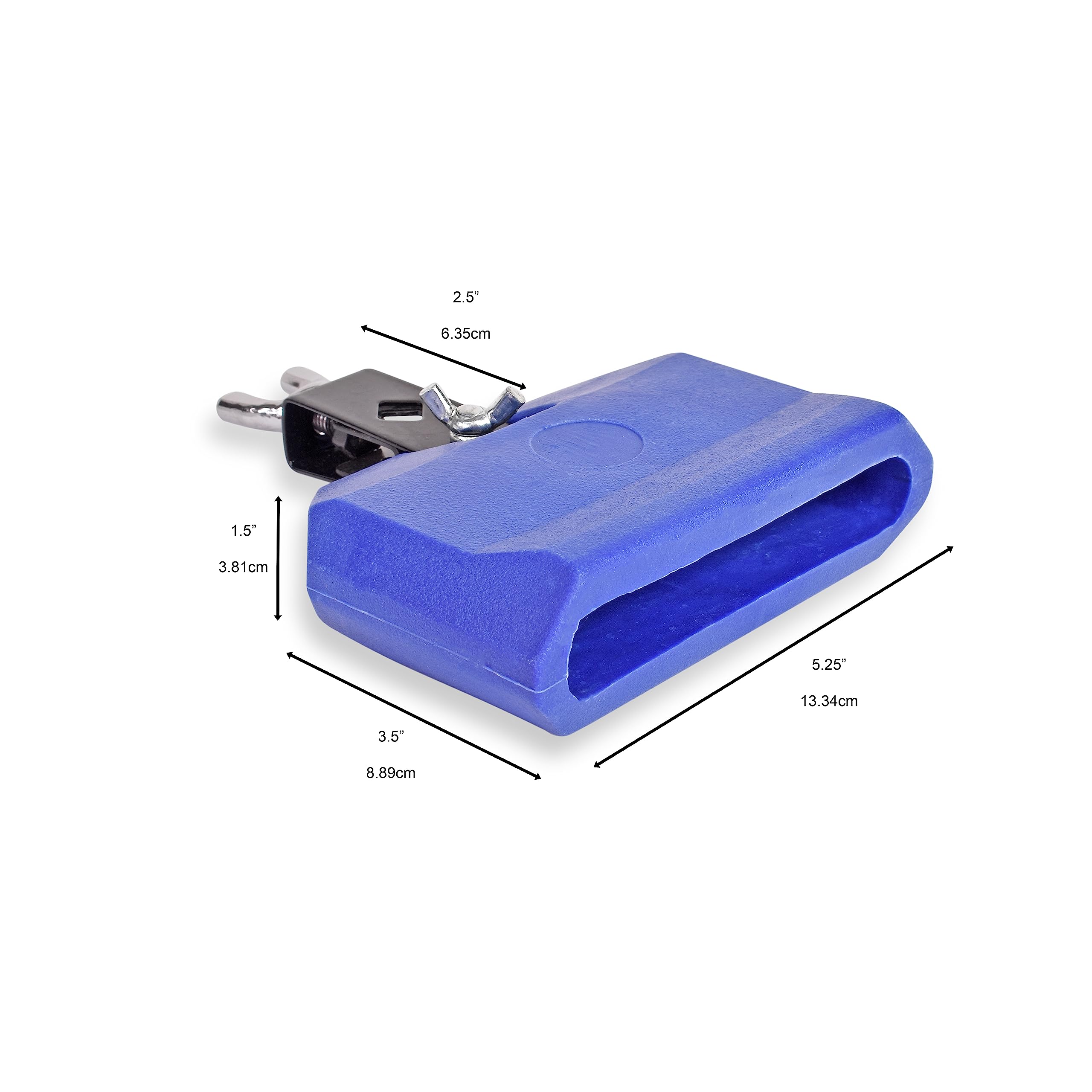 Jam Block - Latin Percussion Instrument, Musical Drum Block Accessory, Blue Plastic with Adjustable Mounting Bracket - Complete with Drumstick Keyring - Image 2