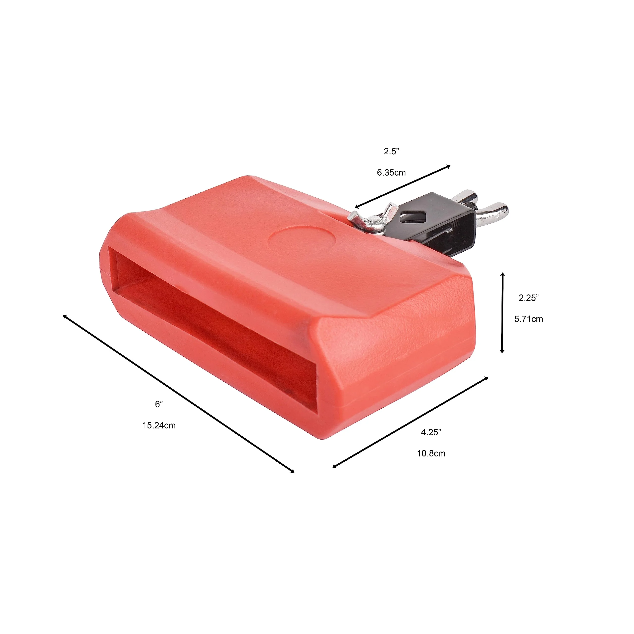 Jam Block - Latin Percussion Instrument, Musical Drum Block Accessory, Red Plastic with Adjustable Mounting Bracket - Complete with Drumstick Keyring - Image 2