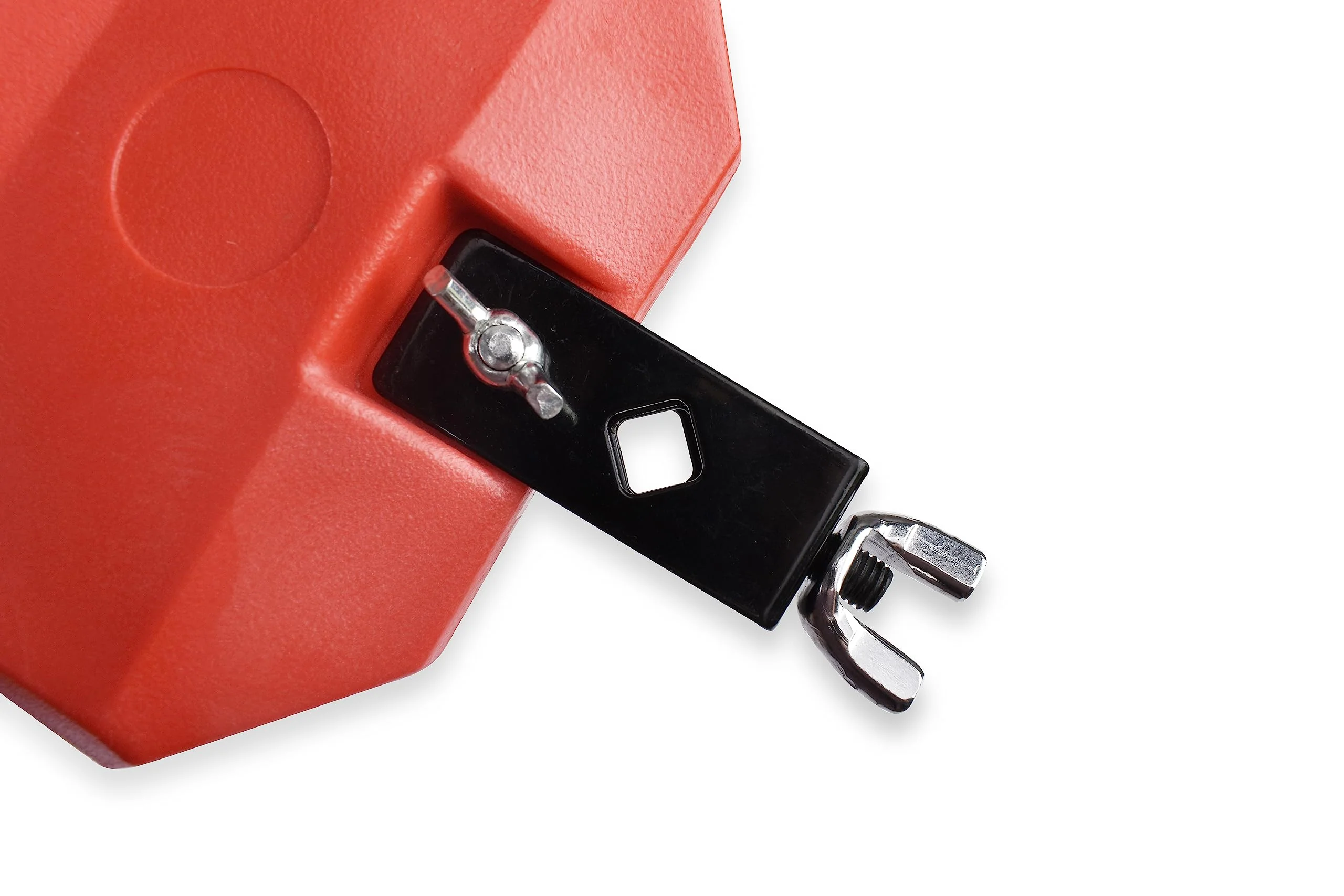 Jam Block - Latin Percussion Instrument, Musical Drum Block Accessory, Red Plastic with Adjustable Mounting Bracket - Complete with Drumstick Keyring - Image 3