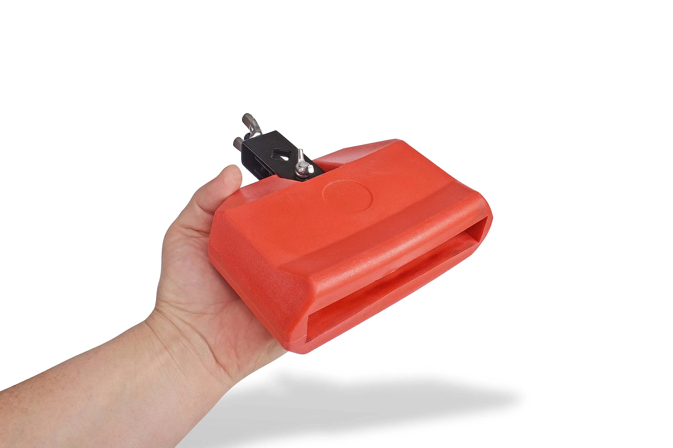 Jam Block - Latin Percussion Instrument, Musical Drum Block Accessory, Red Plastic with Adjustable Mounting Bracket - Complete with Drumstick Keyring - Image 4