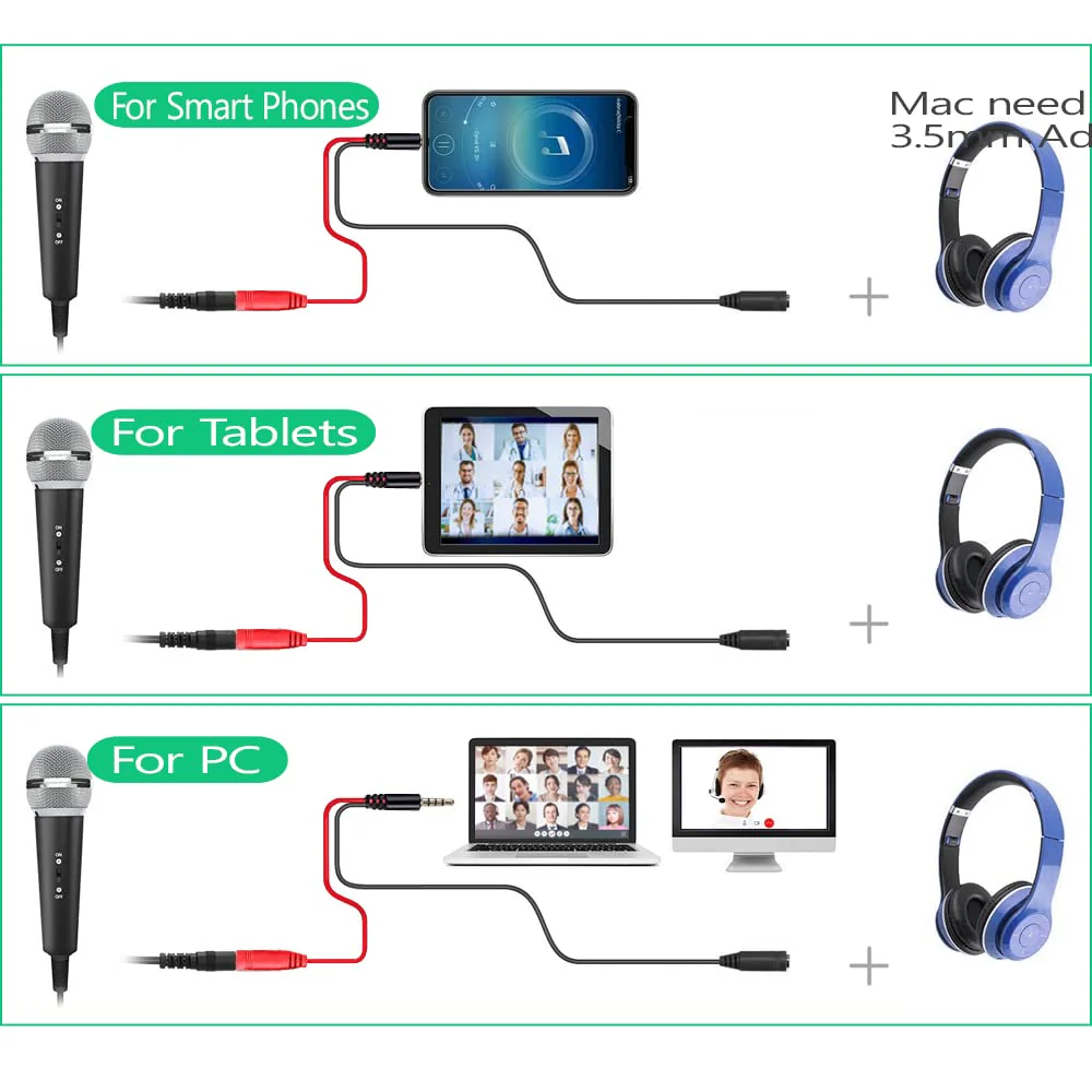 Japard Gaming USB Microphone for PC High Sensitivity, Mini Condenser 3.5 mm Plug for iPhone iPad Android, Broadcast Music Recording Set for Computer Meeting Podcast - Image 3