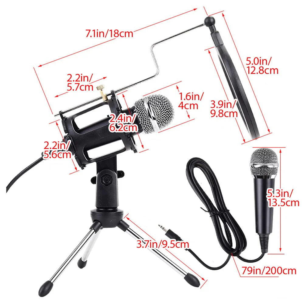 Japard Gaming USB Microphone for PC High Sensitivity, Mini Condenser 3.5 mm Plug for iPhone iPad Android, Broadcast Music Recording Set for Computer Meeting Podcast - Image 6