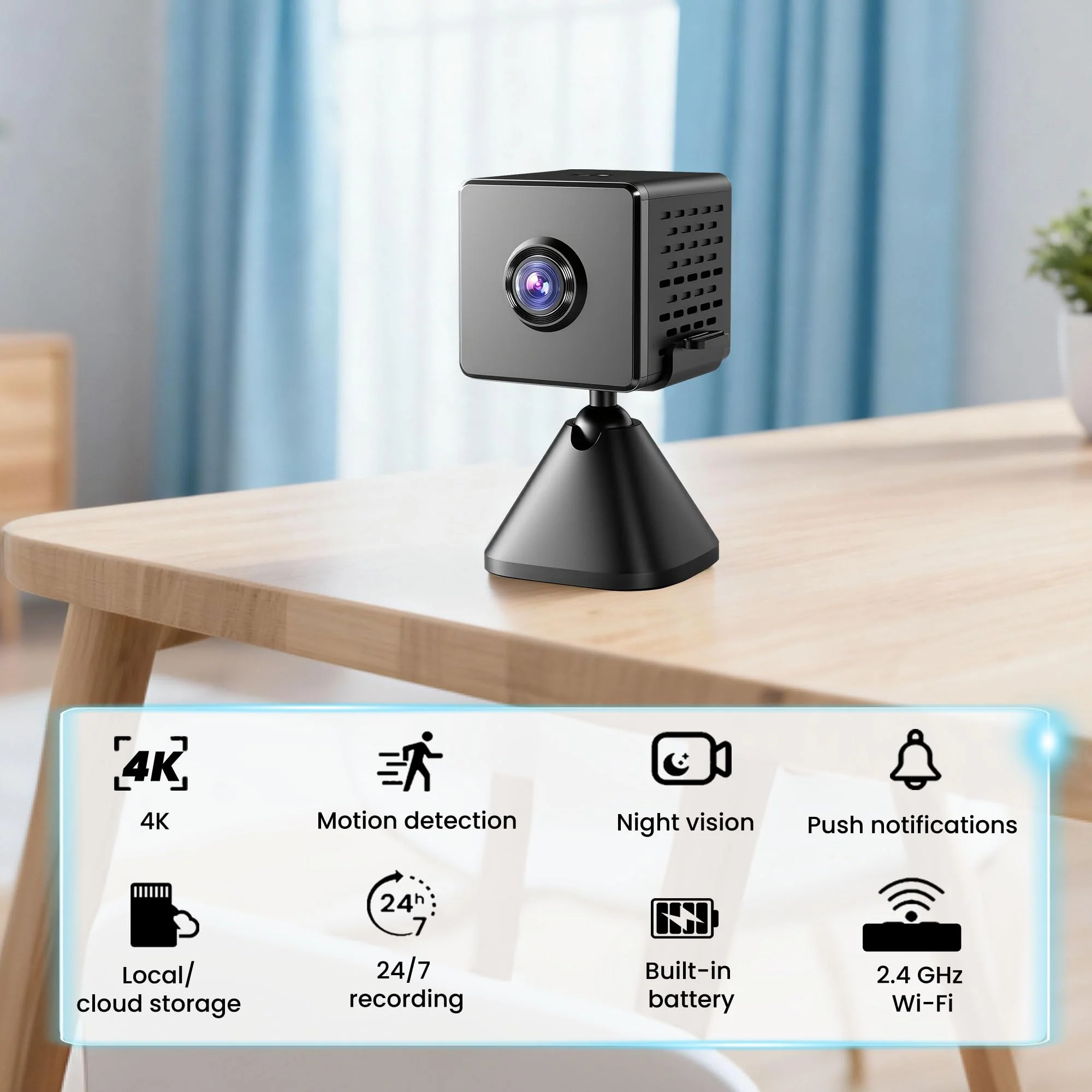 javiscam 2026 Upgraded 4K Spy Camera, Mini Hidden WiFi Camera with Live View, Plug-in Indoor Security Cam, 24/7 Recording, Motion Alerts, Night Vision, Cloud & TF Storage 1 pack - Image 2