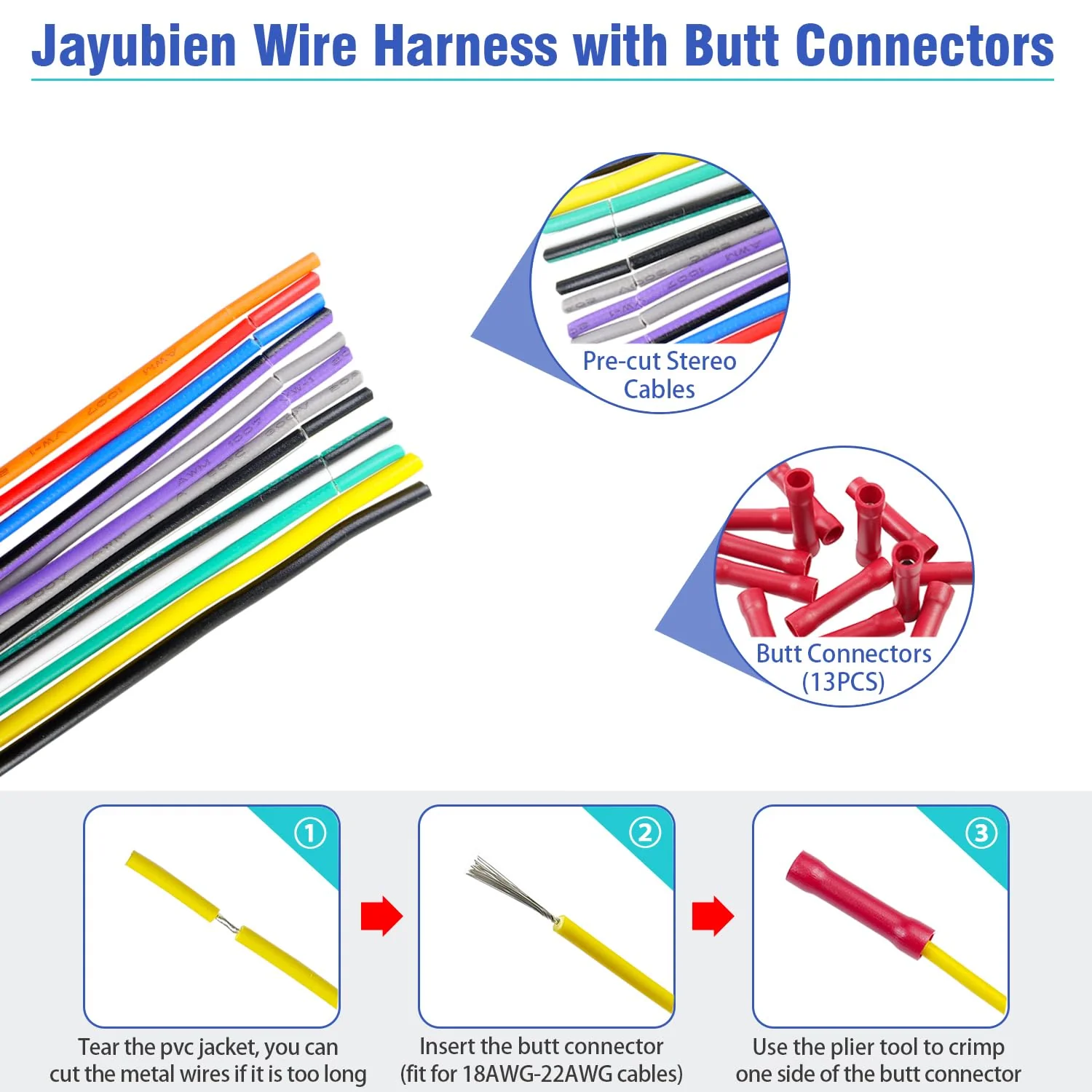Jayubein 24Pin Radio Wiring Harness Kit Compatible with 12-15 Honda Accord CRV Civic Pilot Fit Odyssey CRZ Ridgeline Insight Car Stereo Connector Antenna Adapter 24P Harness+Antenna for Honda/Acura 12-15 - Image 4