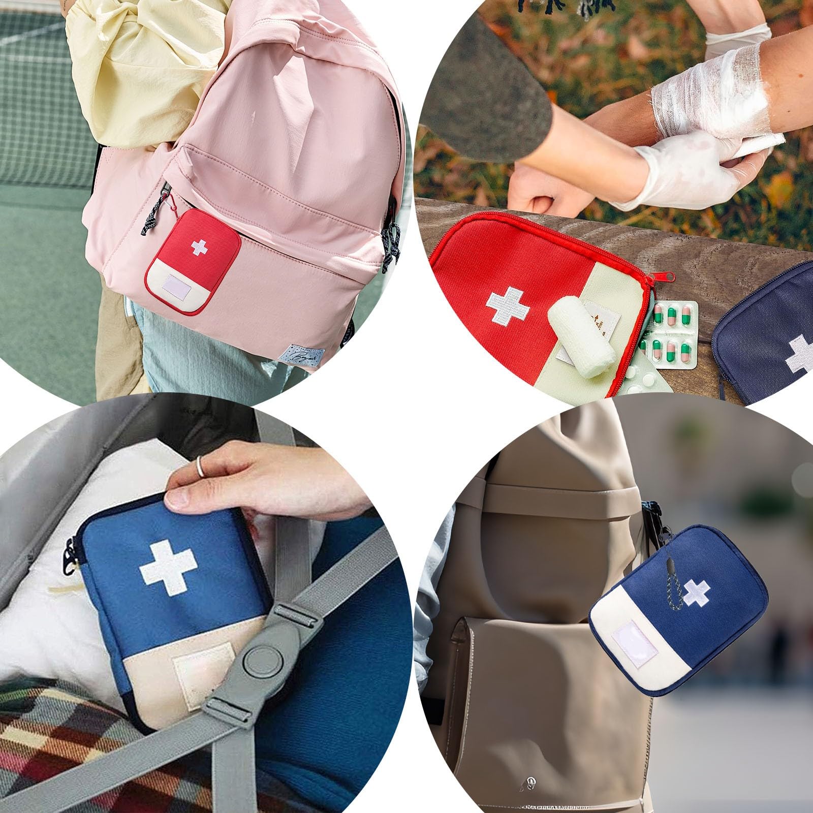 JCUGSBS Pack of 2 Medicine Bag Small Travel Pharmacy Bag Empty First Aid Bag Empty Emergency Bag Portable Medicine Storage Bag for Home, Office, Travel, Outdoor (Red, Blue), blue - Image 7