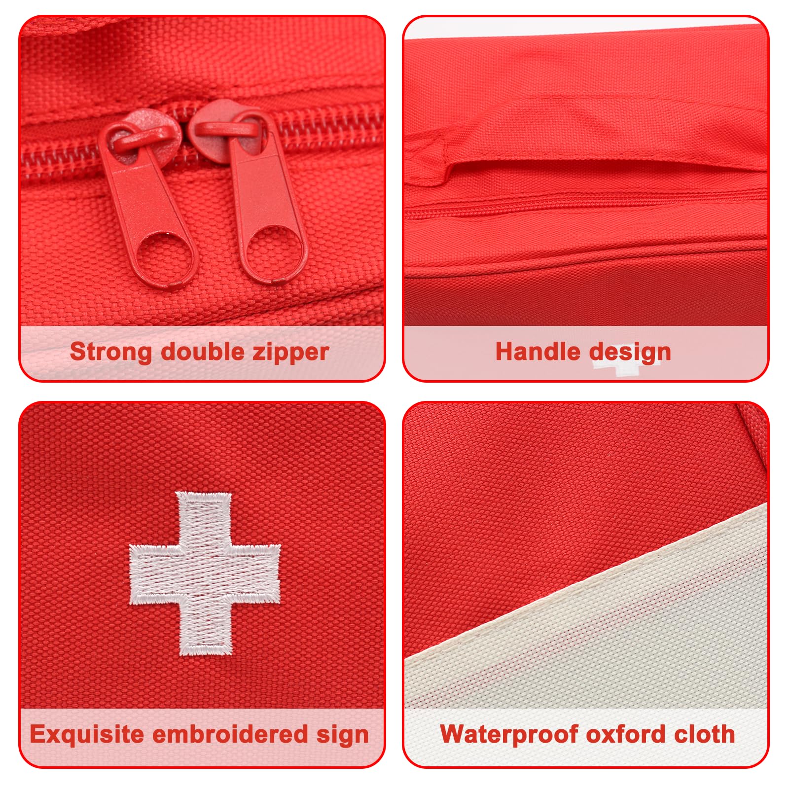 JDBlissful Medicine Bag, Travel Pharmacy Bag, Pack of 2, Large Capacity, Waterproof Emergency Bag, Empty First for Portable Medicine Bag for Home, Office, Portable Medical Bag - Red, Casual - Image 3