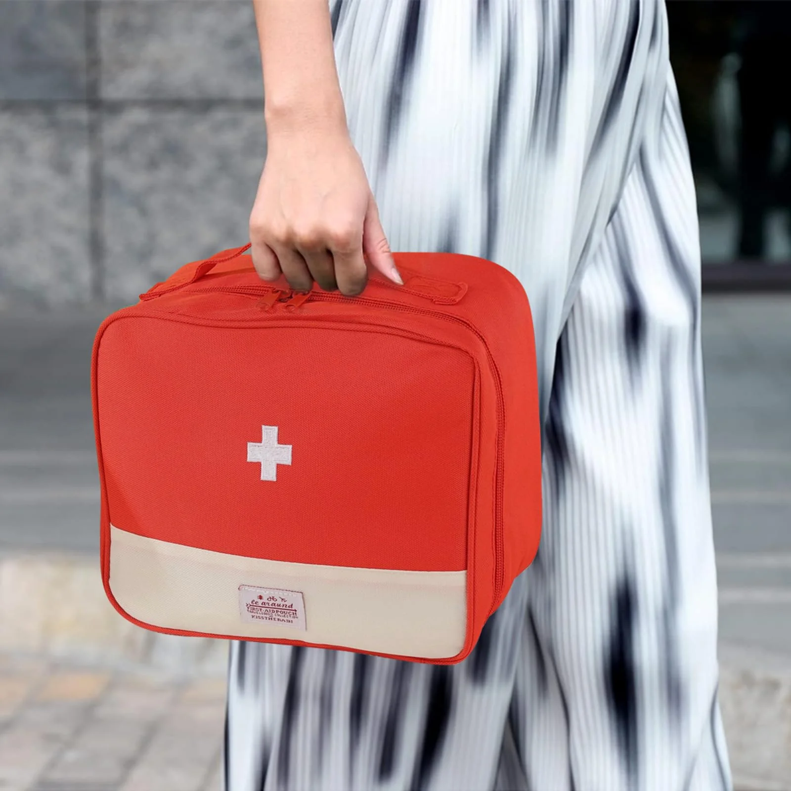JDBlissful Medicine Bag, Travel Pharmacy Bag, Pack of 2, Large Capacity, Waterproof Emergency Bag, Empty First for Portable Medicine Bag for Home, Office, Portable Medical Bag - Red, Casual - Image 5