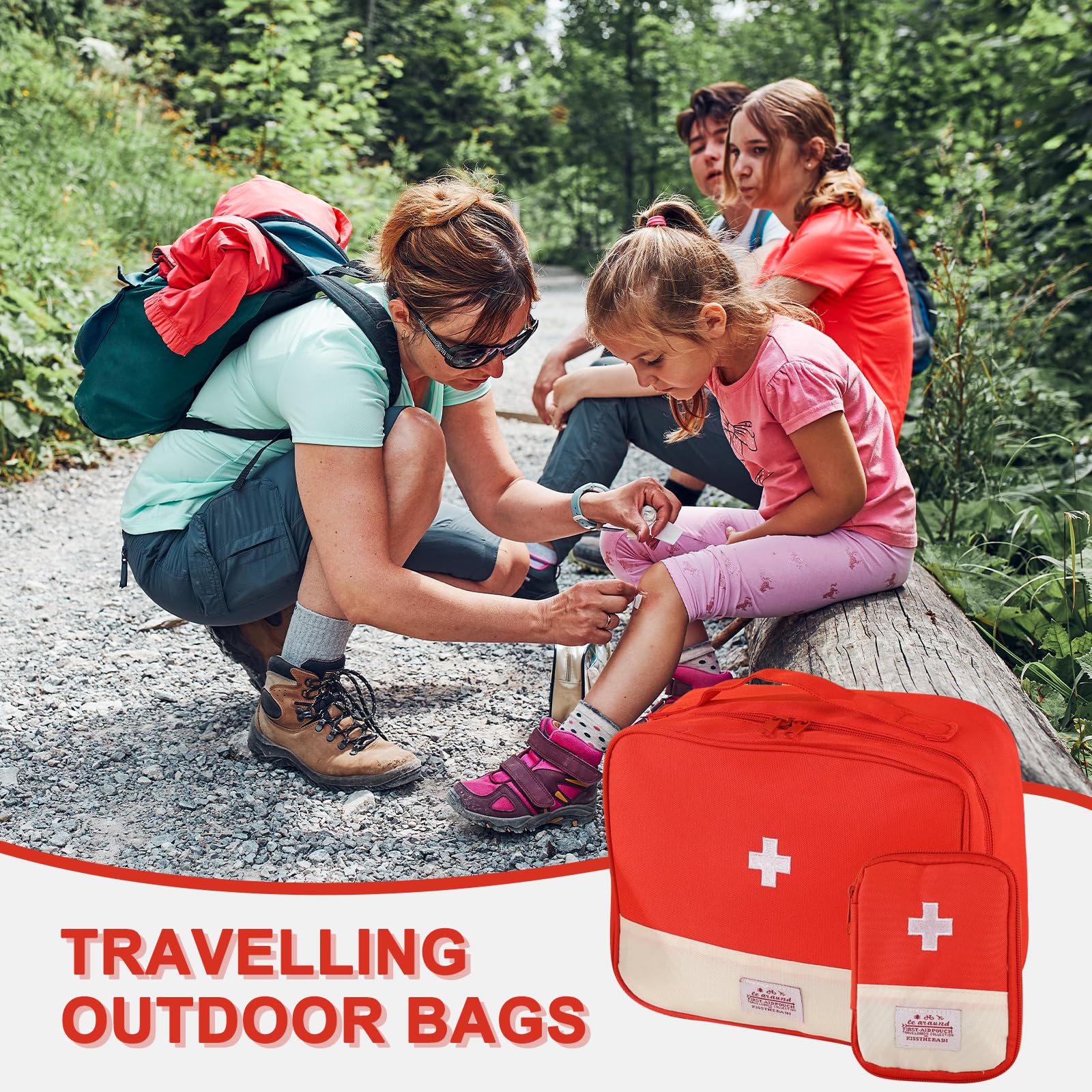 JDBlissful Medicine Bag, Travel Pharmacy Bag, Pack of 2, Large Capacity, Waterproof Emergency Bag, Empty First for Portable Medicine Bag for Home, Office, Portable Medical Bag - Red, Casual - Image 6