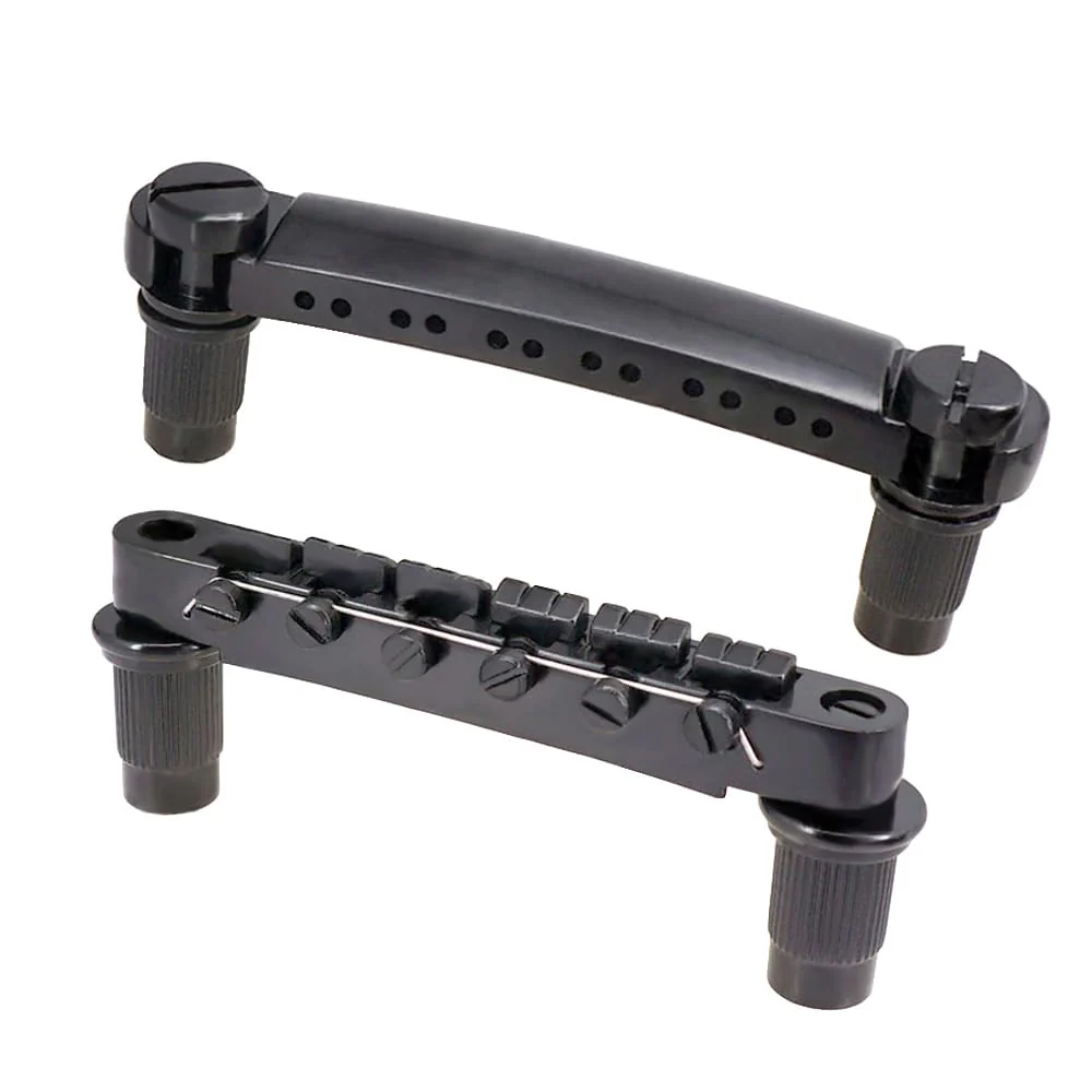 JDMoon 12 String Saddle Bridge ABR-1 Tune-o-matic Bridge Tailpiece For Les Paul Guitar Parts (black) black - Image 2