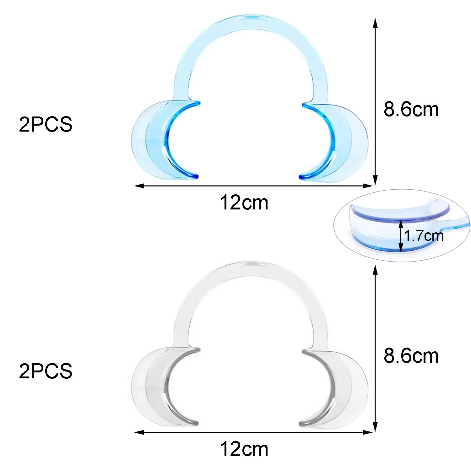 JDXun Pack of 4 C-Shape Mouth Openers, Cheek Holder, Mouth Angle Holder, Mouth Opener Challenge, Mouthpieces Replacement Mouth Stretcher for Oral Examination and Teeth Whitening (2 x Blue, 2 x - Image 3