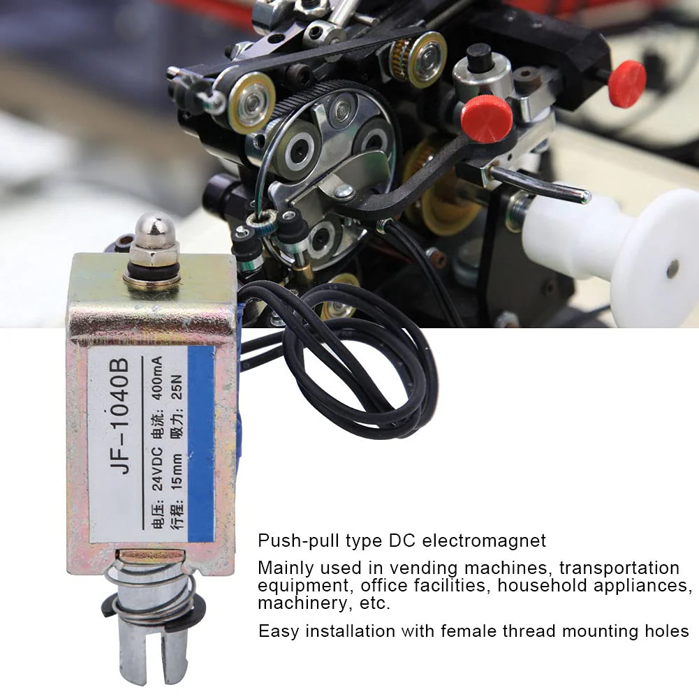 Jeanoko Low Friction 15 mm Hub Push Pull Electromagnet Antioxidation 25N 24V JF-1040B Magnetic Electromagnet Easy Installation for Vending Machines - Image 2