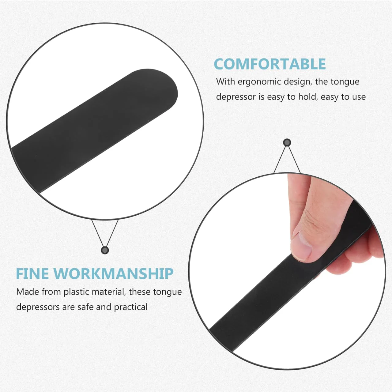JECOMPRIS Plastic Tongue Scraper Lip Cheek Retractors Pack of 25 Oral Care Tongue Depressors Plastic Tongue Scraper Stirring Rod Tool for Laboratory Black - Image 5