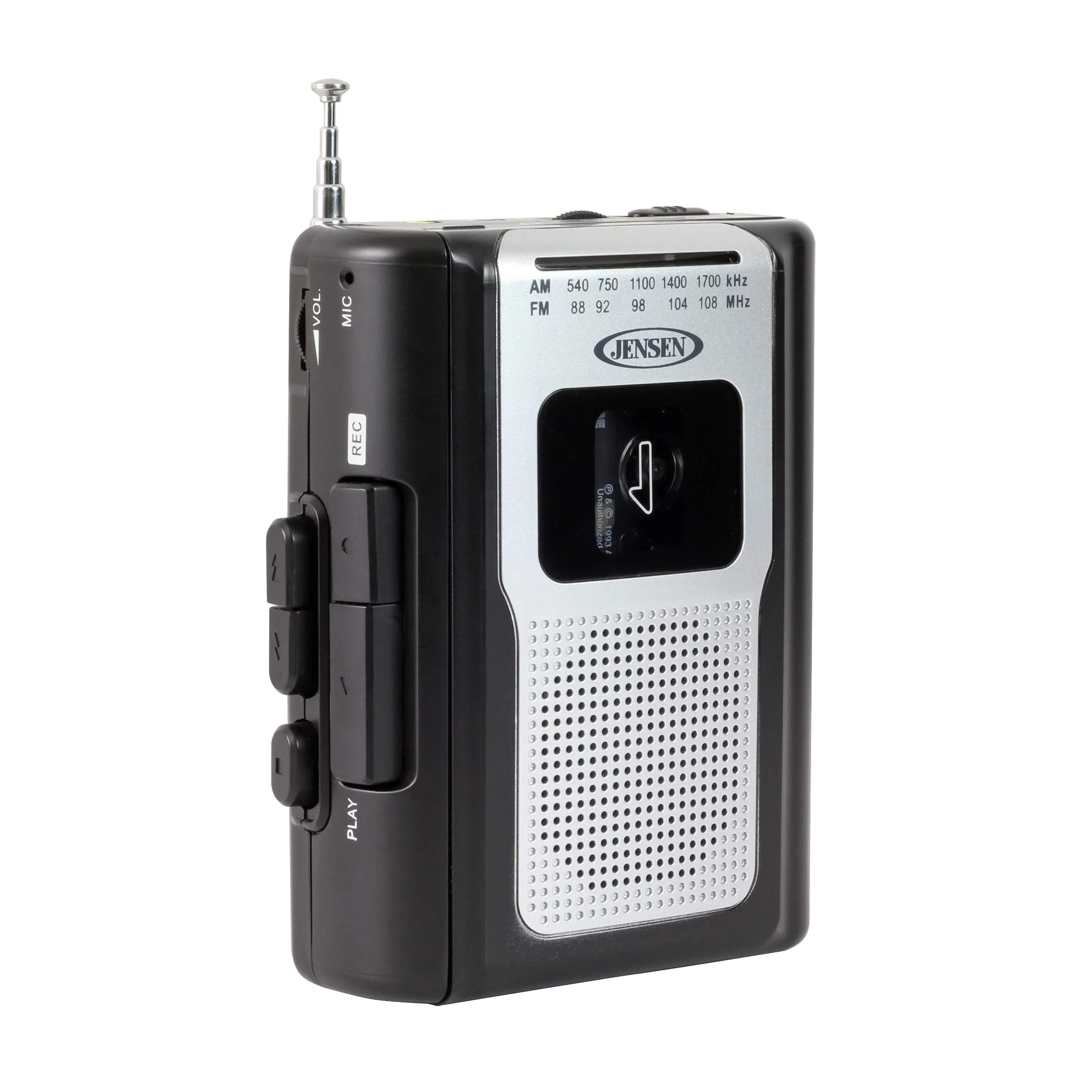 Jensen CR-100 Retro Portable AM/FM Radio Personal Cassette Player Compact Lightweight Design Stereo AM/FM Radio Cassette Player/Recorder & Built in Speaker (Black Series) Black - Image 2