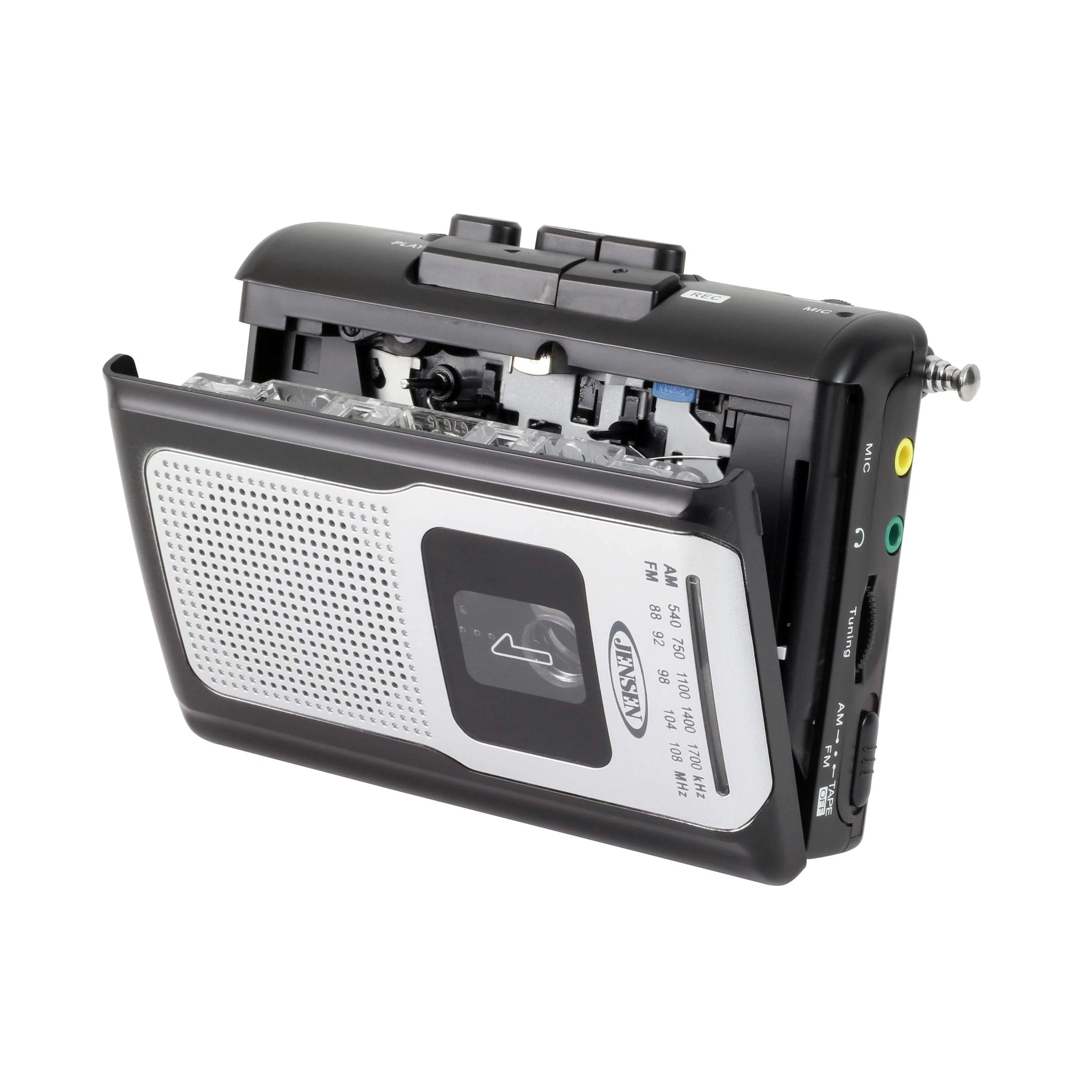 Jensen CR-100 Retro Portable AM/FM Radio Personal Cassette Player Compact Lightweight Design Stereo AM/FM Radio Cassette Player/Recorder & Built in Speaker (Black Series) Black - Image 5