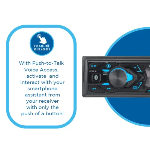 JENSEN MPR210 7 Character LCD Single DIN Car Stereo Receiver | Push to Talk Assistant | Bluetooth Hands Free Calling & Music Streaming | AM/FM Radio | USB Playback & Charging | Not a CD player Single DIN BT Car Stereo - Image 4