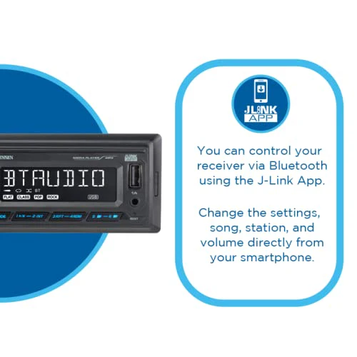 JENSEN MPR210 7 Character LCD Single DIN Car Stereo Receiver | Push to Talk Assistant | Bluetooth Hands Free Calling & Music Streaming | AM/FM Radio | USB Playback & Charging | Not a CD player Single DIN BT Car Stereo - Image 5