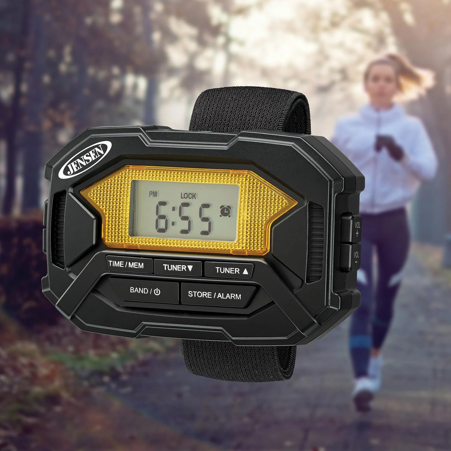 Jensen SAB-60 Armband Digital AM/FM Stereo Radio with Clock and Earbuds, Black, SAB-60 - Image 7