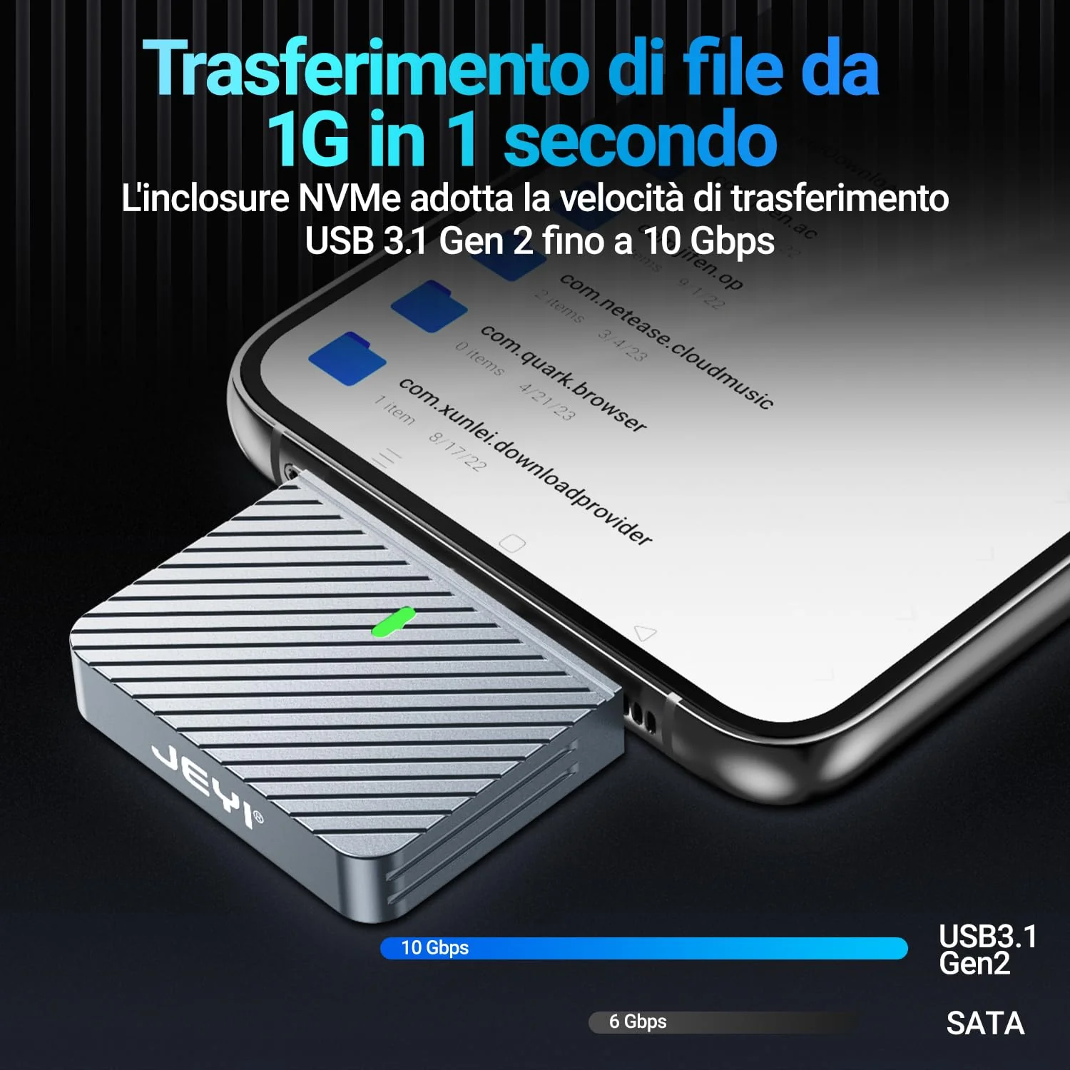 JEYI 2230 Only M.2 Enclosure, Direct-Attached Wireless USB C 10Gbps M.2 NVMe SSD Enclosure Adapter, 2tb Max - i9 Zebra 2230C i9_Zebra_2230C - Image 2