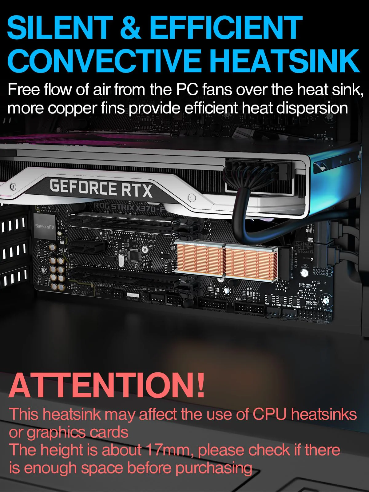 JEYI Copper M.2 HeatSink, Passive Nvme SSD Heatsinks with Copper Fins - Finscold Q80 - Image 5