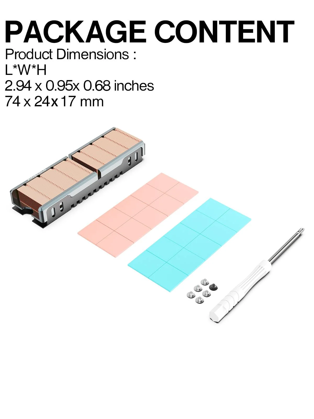 JEYI Copper M.2 HeatSink, Passive Nvme SSD Heatsinks with Copper Fins - Finscold Q80 - Image 6