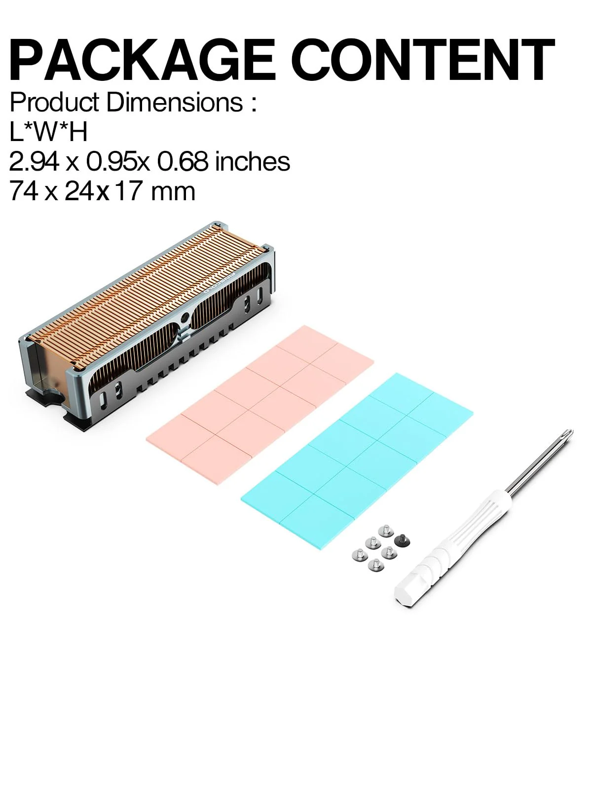 JEYI Q150 M.2 HeatSink, Cooper Fins with Aluminum Frame Passive Heat Sinks - Finscold Q150-1.7mm / 0.68" - Image 6