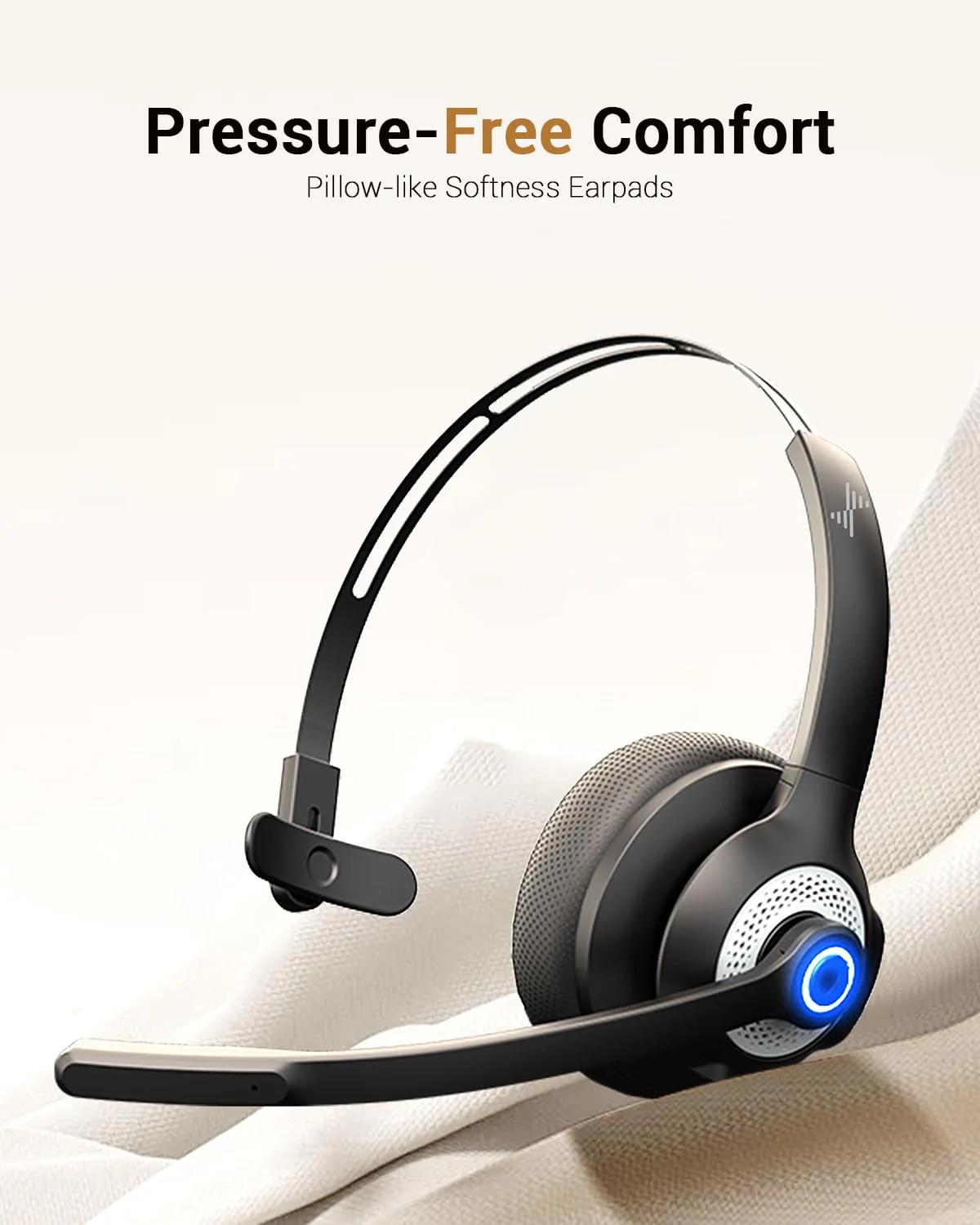 JIAMQISHI Wireless Headset with Microphone - Bluetooth V5.2 Headphones with USB Dongle & Mic Mute for PC/Computer/Laptop/Call Center/Zoom/Online Class/Trucker - Bluetooth Headset, Black, EH06U No Charging base - Image 4