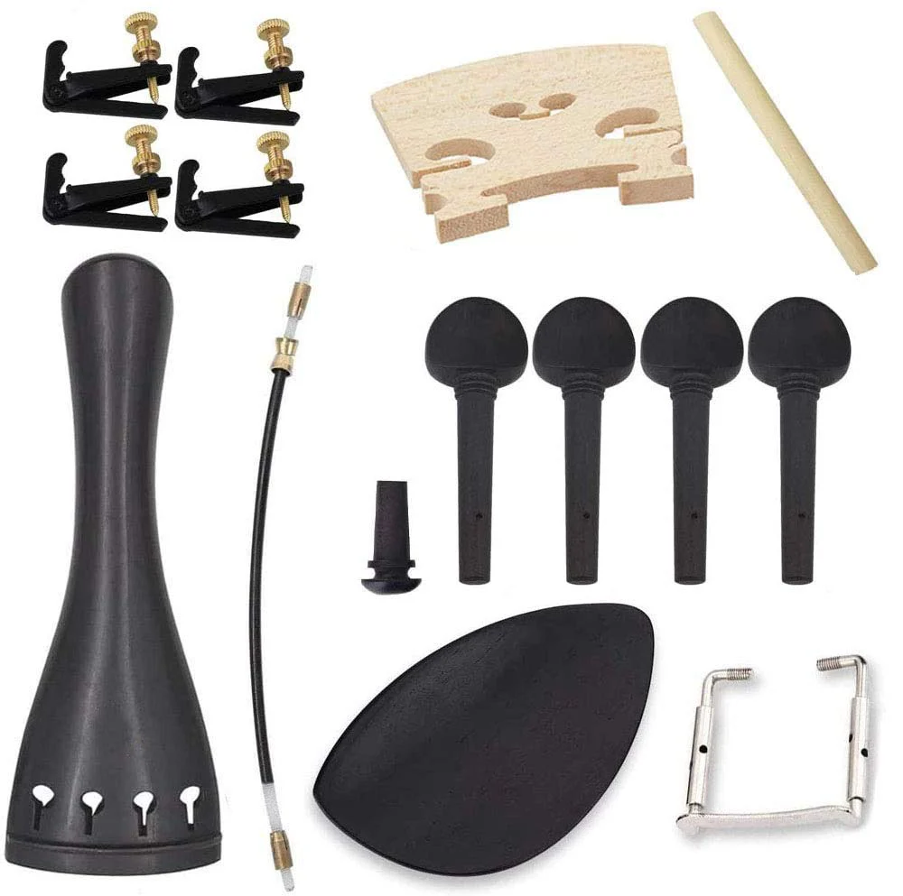 Jiayouy 17Pcs 4/4 DIY Violin Accessories Kit Violin Neck & Fingerboard Wire Tailpiece Fine Tuner Tailgut Tuning Peg Endpin Bridges Chin rest Kit - Image 5