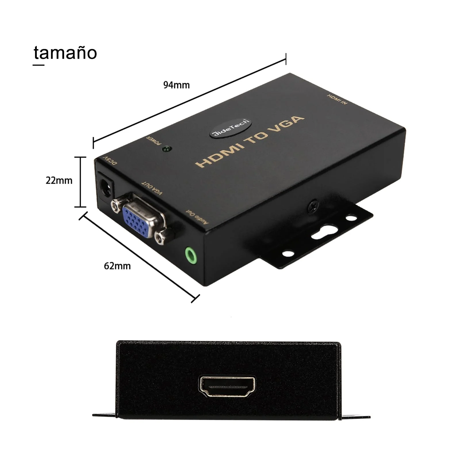 JideTech HDMI to VGA Converter with 3.5mm Audio Supports 1080P for PC Laptop Display Computer Mac Projector - Image 3