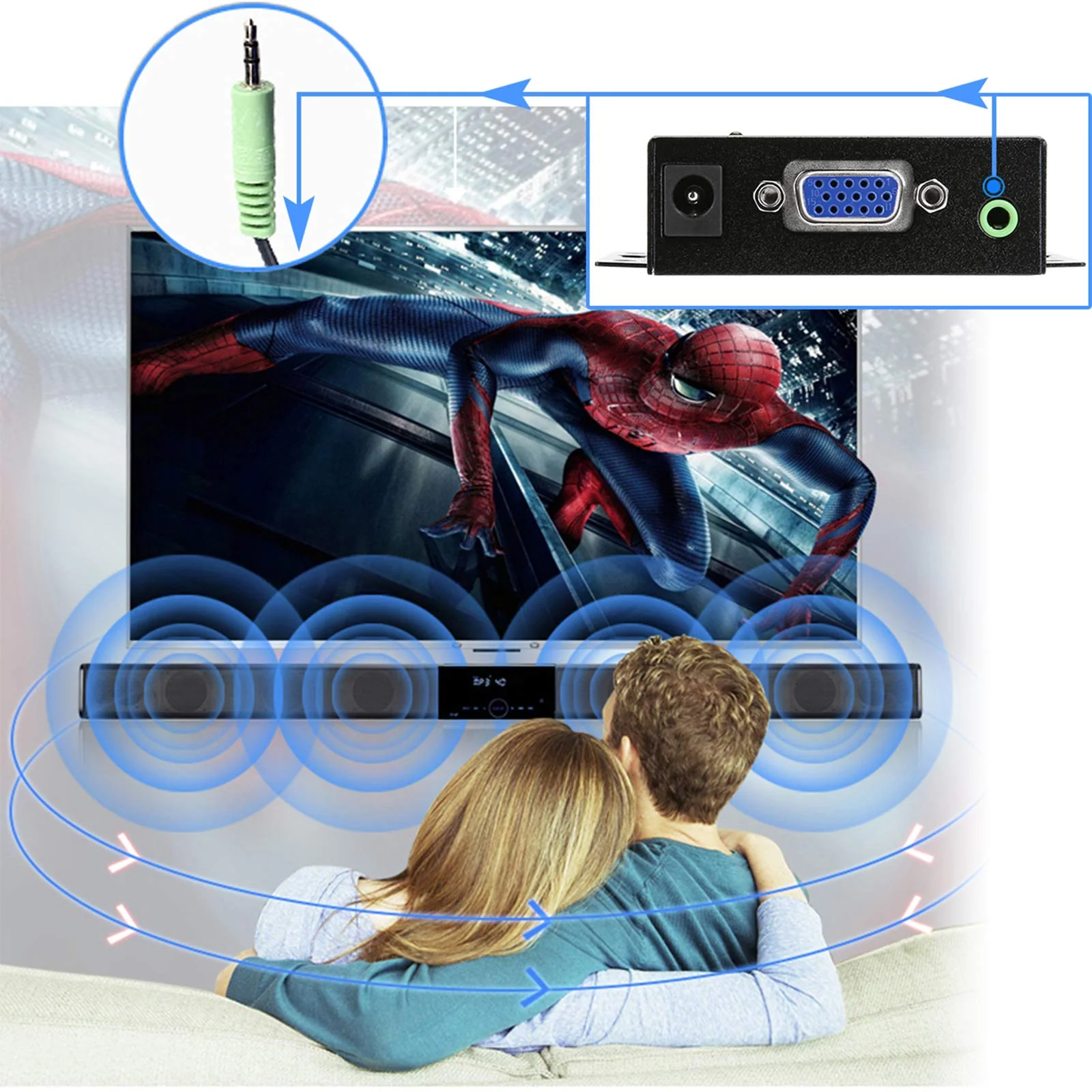JideTech HDMI to VGA Converter with 3.5mm Audio Supports 1080P for PC Laptop Display Computer Mac Projector - Image 5