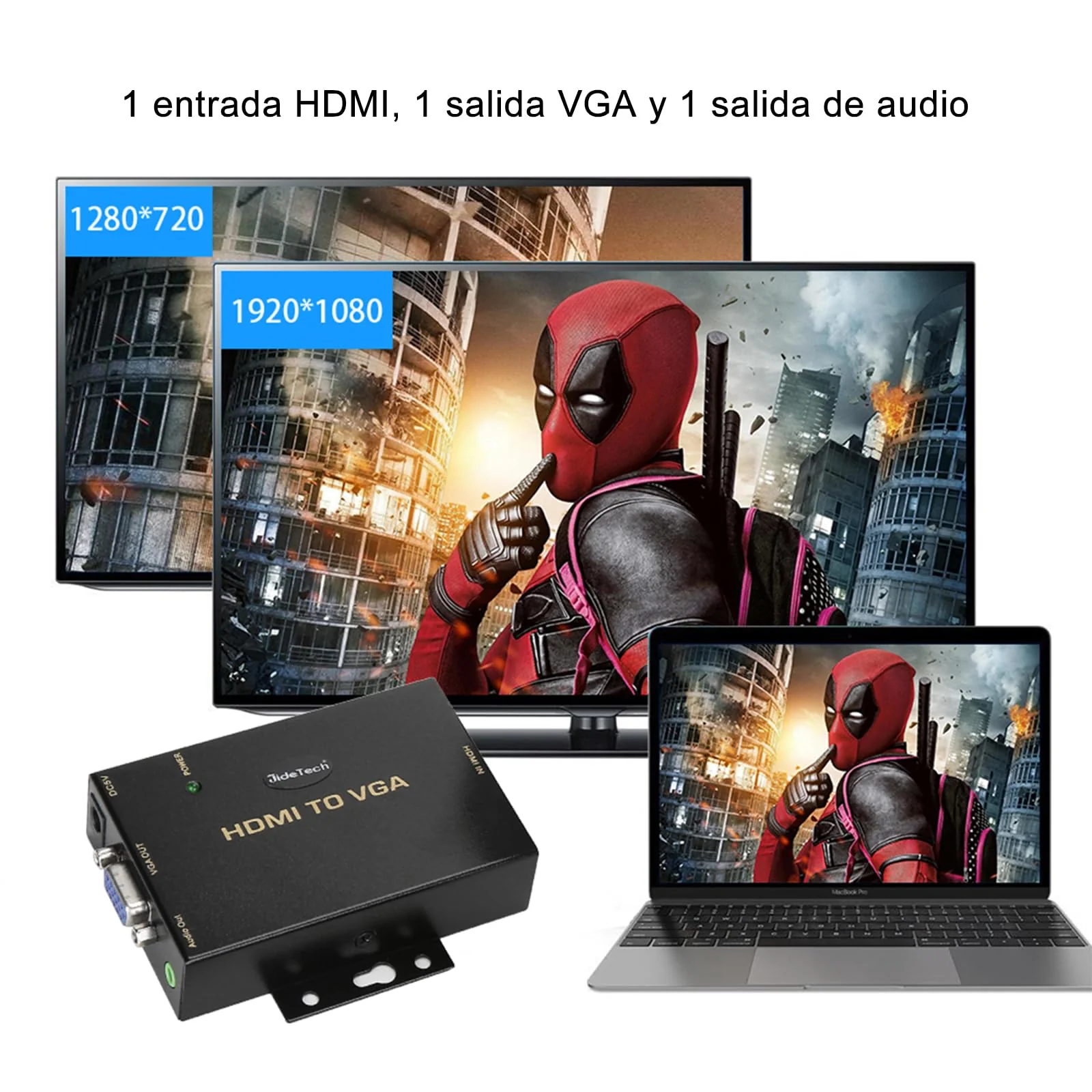 JideTech HDMI to VGA Converter with 3.5mm Audio Supports 1080P for PC Laptop Display Computer Mac Projector - Image 7
