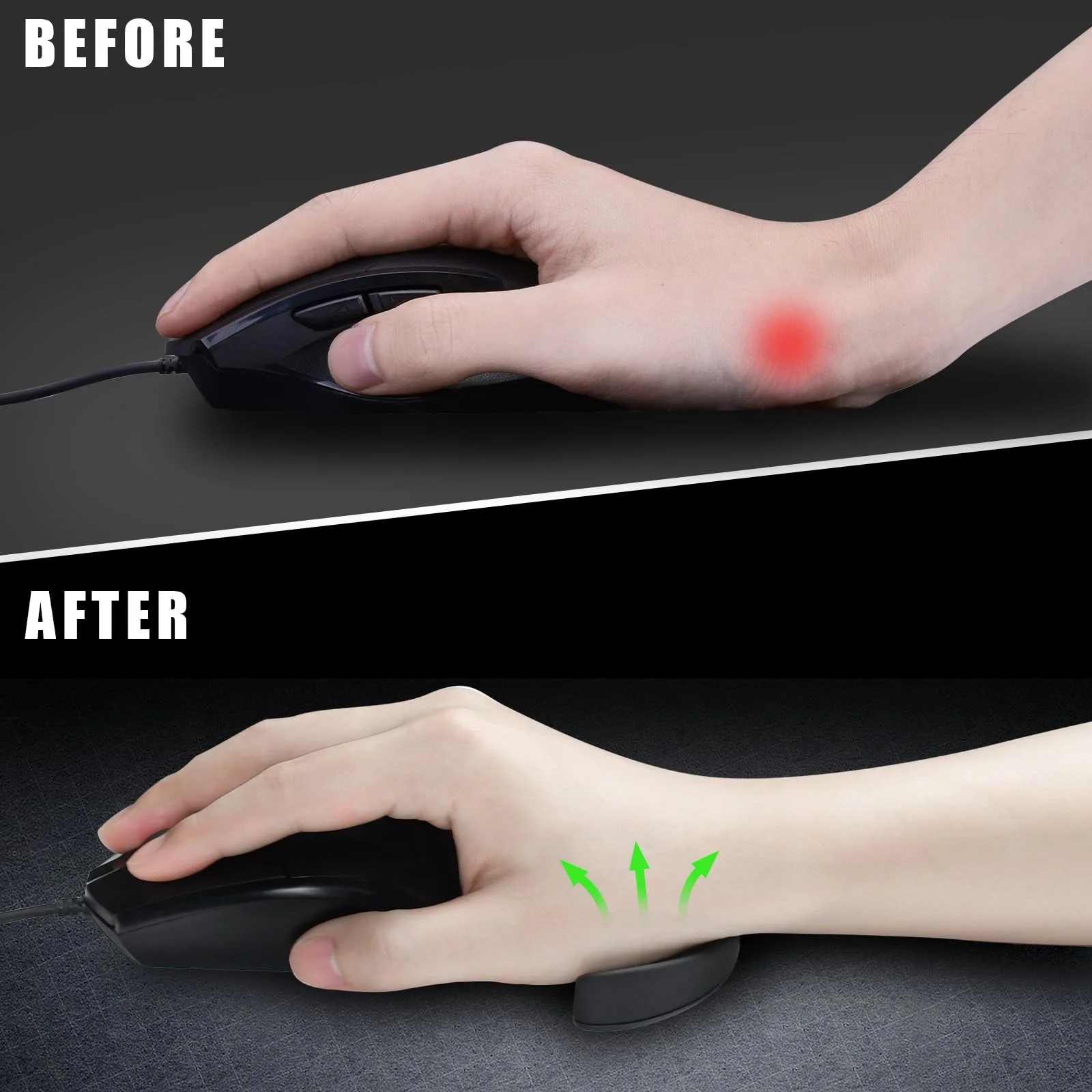 JIKIOU Right-Handed Truly Ergonomic Wrist Rest for Mouse 2 Pack, Carpal Tunnel Support, Pain Relief, Anti-Fatigue, Easy Glide, Office Computer Laptop Gaming 2pcs-right-handed - Image 5