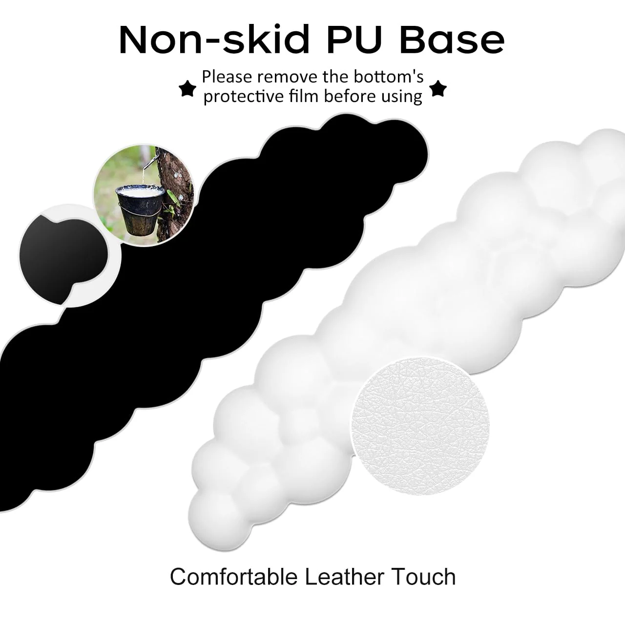 JIKIOU Upgrade Leather Cloud Keyboard Wrist Rest, Cloud Wrist Rest with Non-Slip PU Base, Comfortable Memory Foam Wrist Rest for Computer Laptop Mac Gaming Office and Pain Relief Wish New Year Gift 01white - Image 6