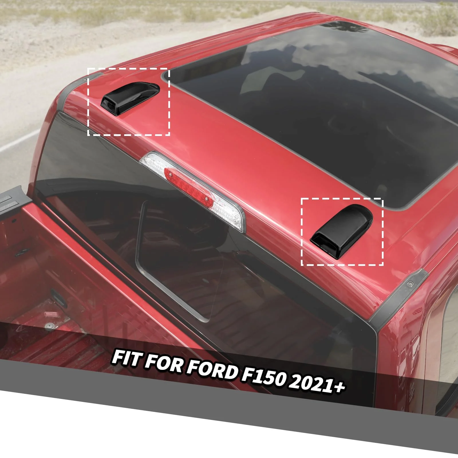 Jimen Compatible with Ford F150 2021-2025, 2PCS Roof Antenna Cover Radio Signal Antenna Decoration Trim Cover (Black) Black - Image 2
