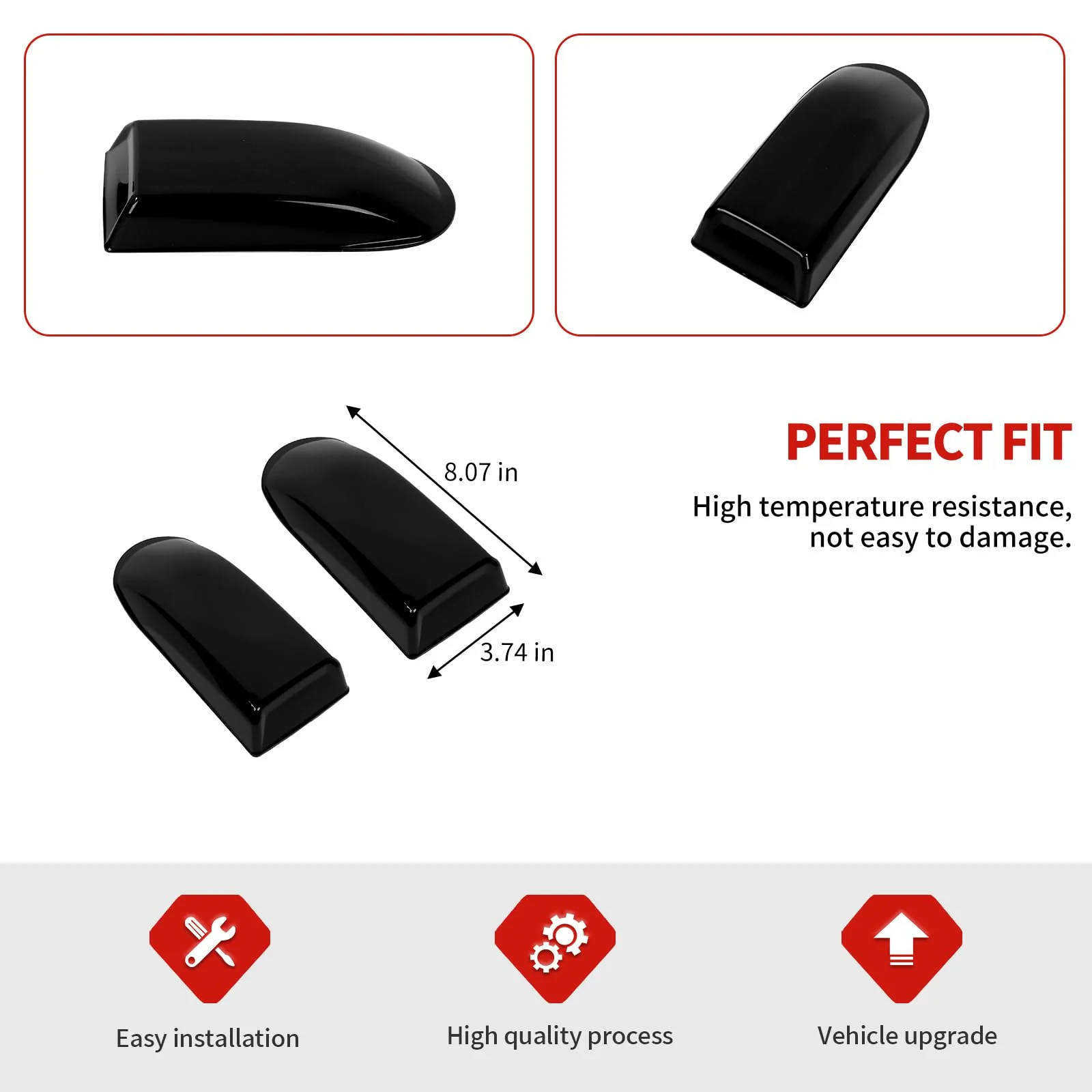 Jimen Compatible with Ford F150 2021-2025, 2PCS Roof Antenna Cover Radio Signal Antenna Decoration Trim Cover (Black) Black - Image 3