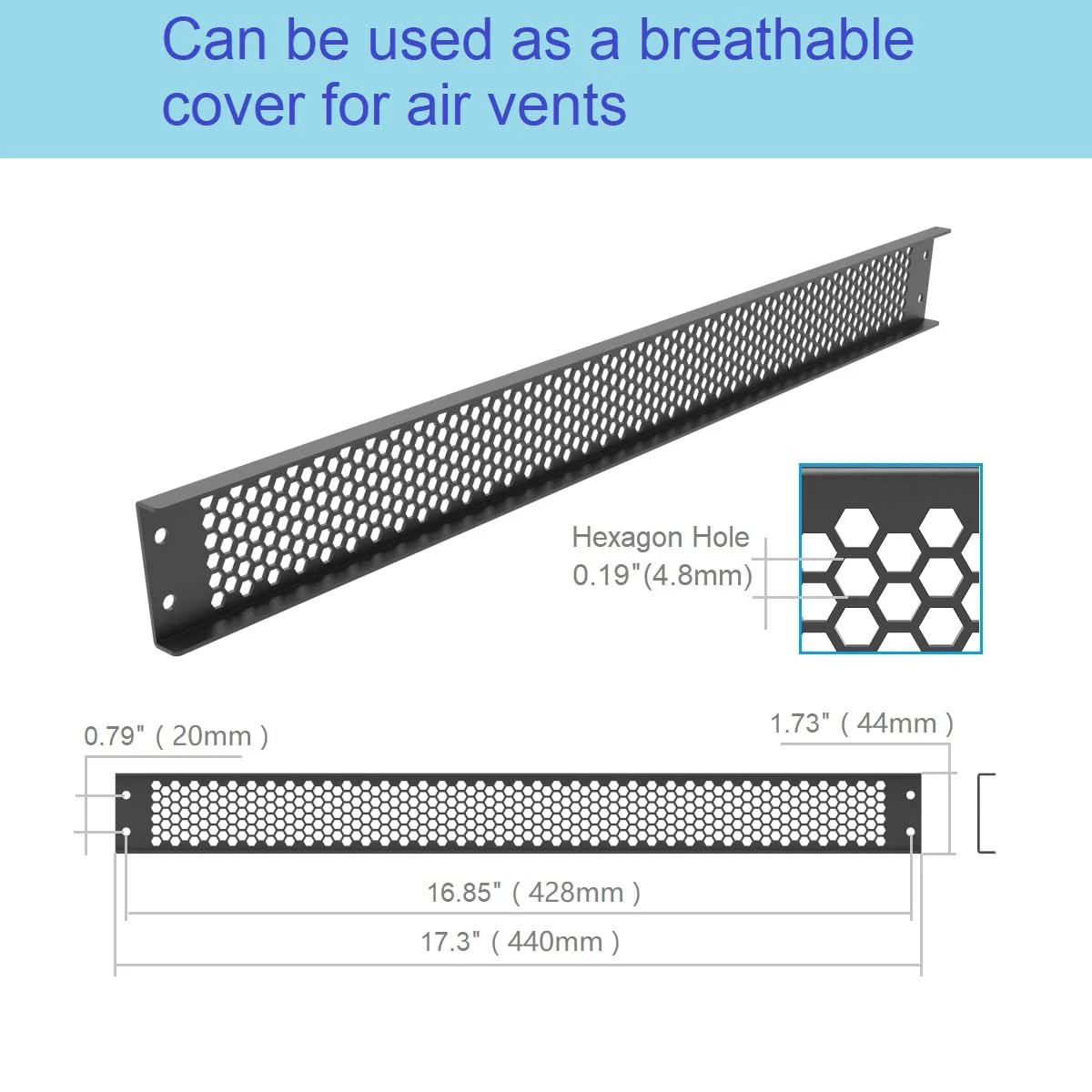 Jingchengmei 1U Perforated Rack Mount Blank Panel - Steel 1U Spacer Panel for 19-Inch Network Cabinet or Server Rack Black - Image 4
