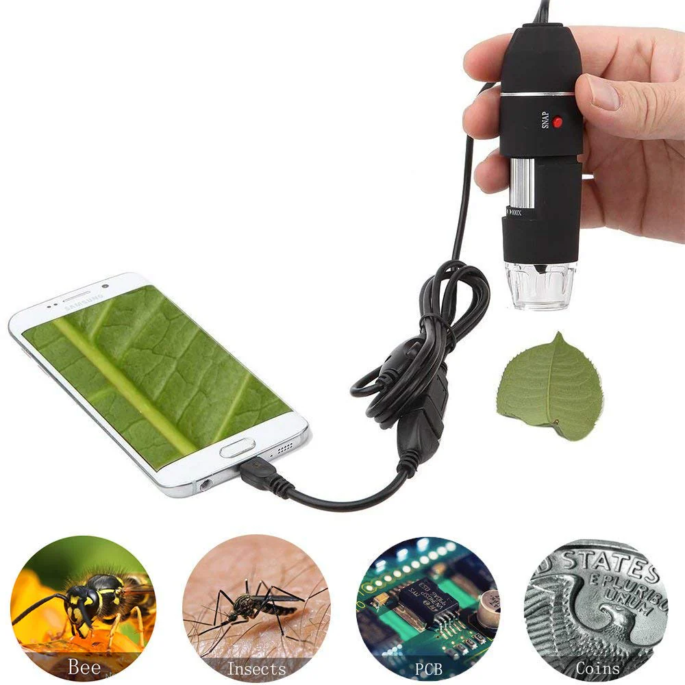 Jiusion Original 40-1000X USB Microscope with Portable Carrying Case, Digital Magnification Endoscope Camera 8 LEDs Metal Base for Android Phone and Tablet, Windows Mac Linux Chrome - Image 4