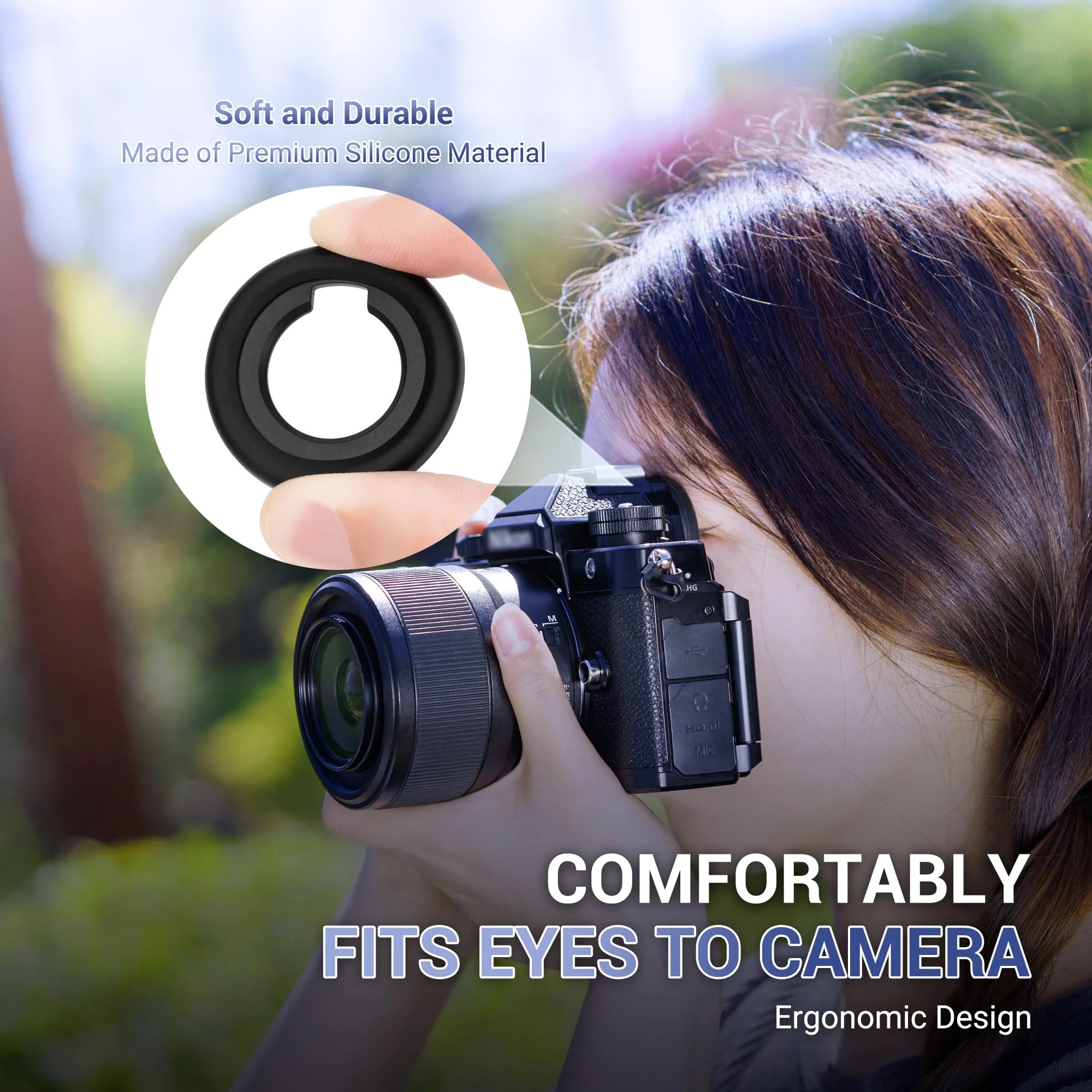 JJC 2-Pack DK-33 Eyecup Eye Cup Eyepiece for Nikon Zf Z8 Z9 Cameras, Z8 Z9 Zf Round Eyepiece Viewfinder Extender, Replaces Nikon DK-33 Eyecup, Soft Silicone Material, Not Affect The Use of LCD Screen Nikon DK-33 Eyecup Replacement - Image 4