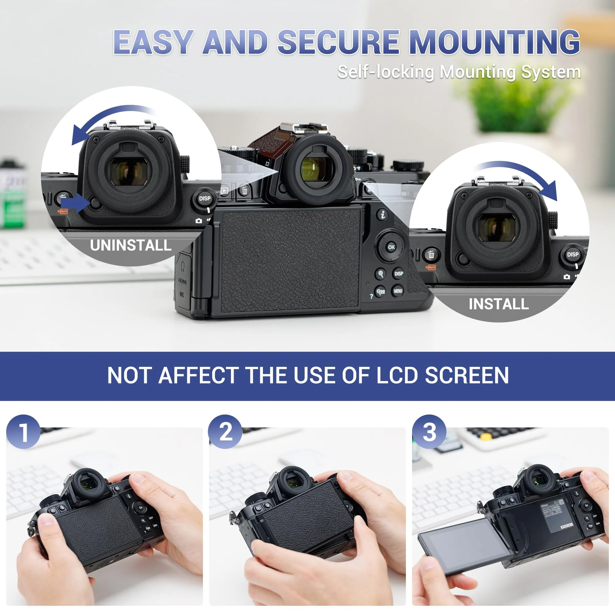 JJC 2-Pack DK-33 Eyecup Eye Cup Eyepiece for Nikon Zf Z8 Z9 Cameras, Z8 Z9 Zf Round Eyepiece Viewfinder Extender, Replaces Nikon DK-33 Eyecup, Soft Silicone Material, Not Affect The Use of LCD Screen Nikon DK-33 Eyecup Replacement - Image 5