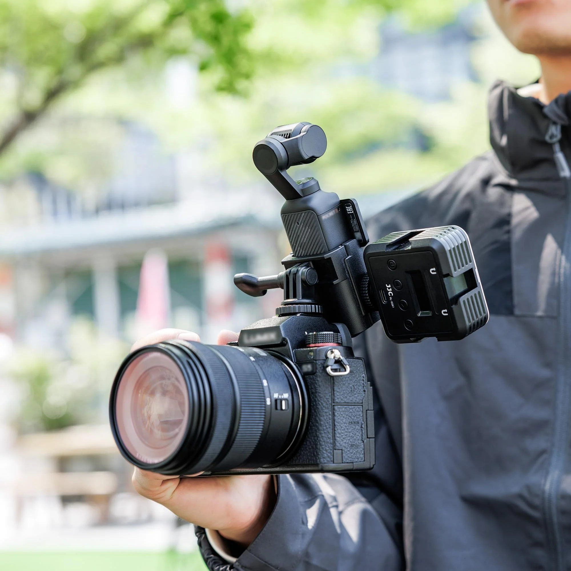 JJC 3-in-1 Expansion Adapter for DJI Osmo Pocket 3 and Xtra Muse, Tripod Mount Hot Shoe Camera Extender Converter, 1/4-20 Stick Handle Bracket Accessories, with Action Camera Port & Cold Shoe Holder For DJI Osmo Pocket 3, 3-in-1 Adapter - Image 7