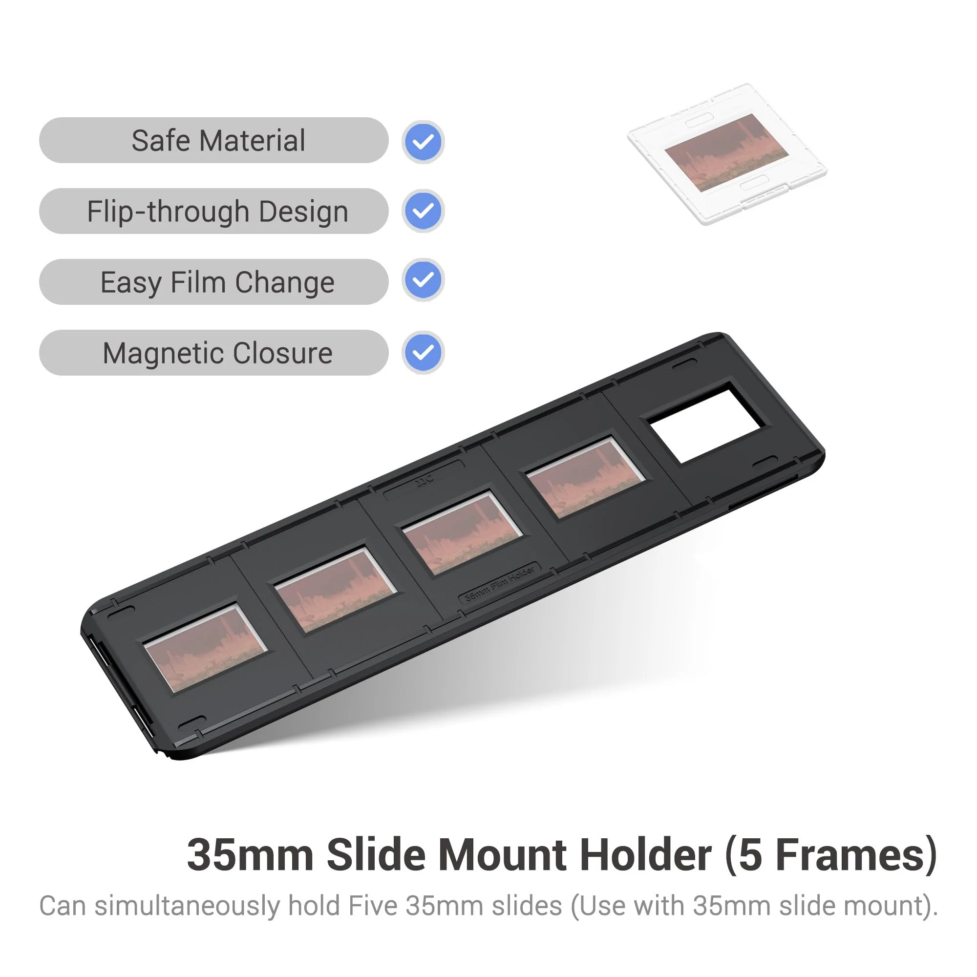 JJC 35mm Photo Slide Mount Holder, Compatible with Film Scanners, Mobile Film Scanner Convert & Negative Film Digitizer, Keeps Film Flatness and Stability for Easy Copying Scanning 35mm Slide Mount Holder - Image 2