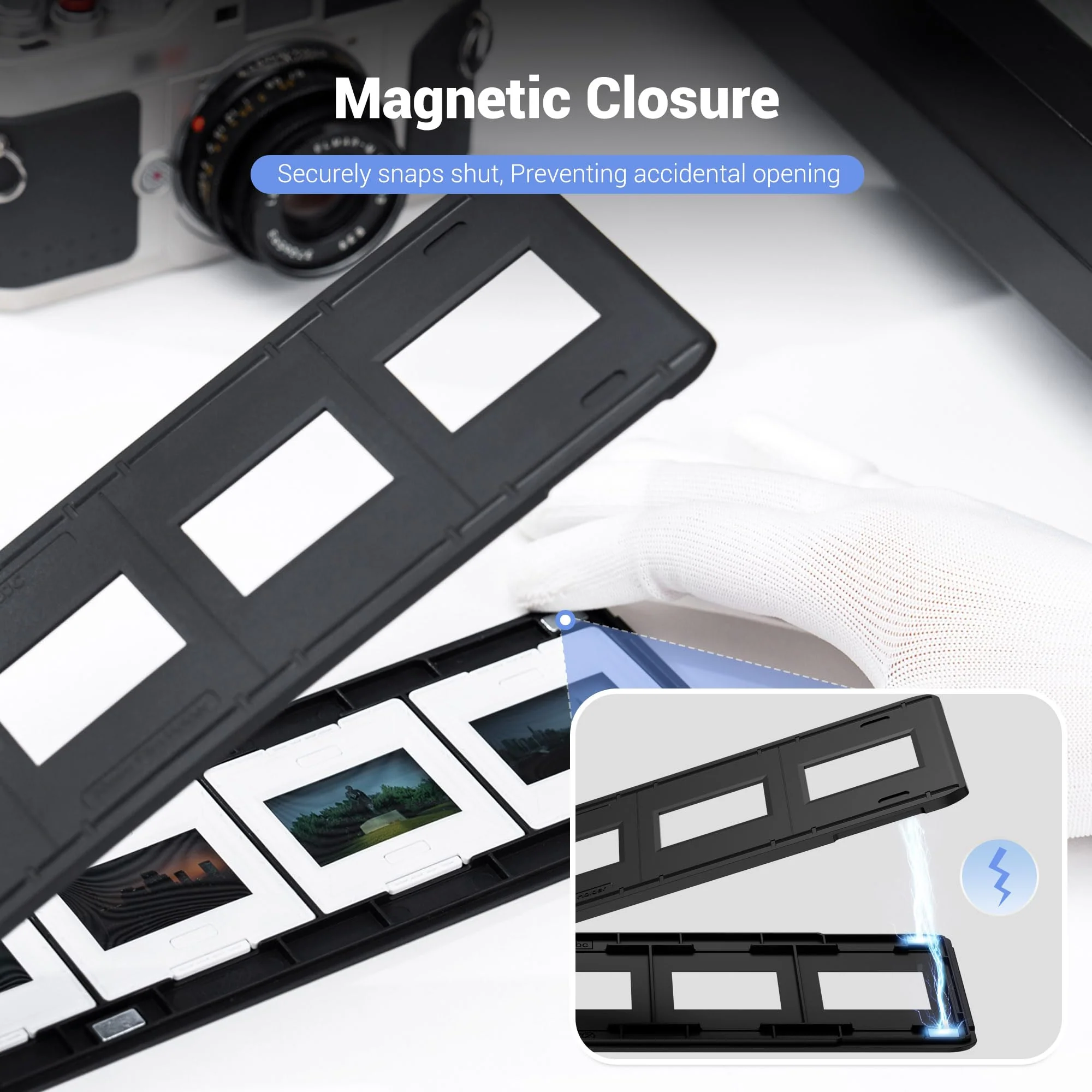 JJC 35mm Photo Slide Mount Holder, Compatible with Film Scanners, Mobile Film Scanner Convert & Negative Film Digitizer, Keeps Film Flatness and Stability for Easy Copying Scanning 35mm Slide Mount Holder - Image 5