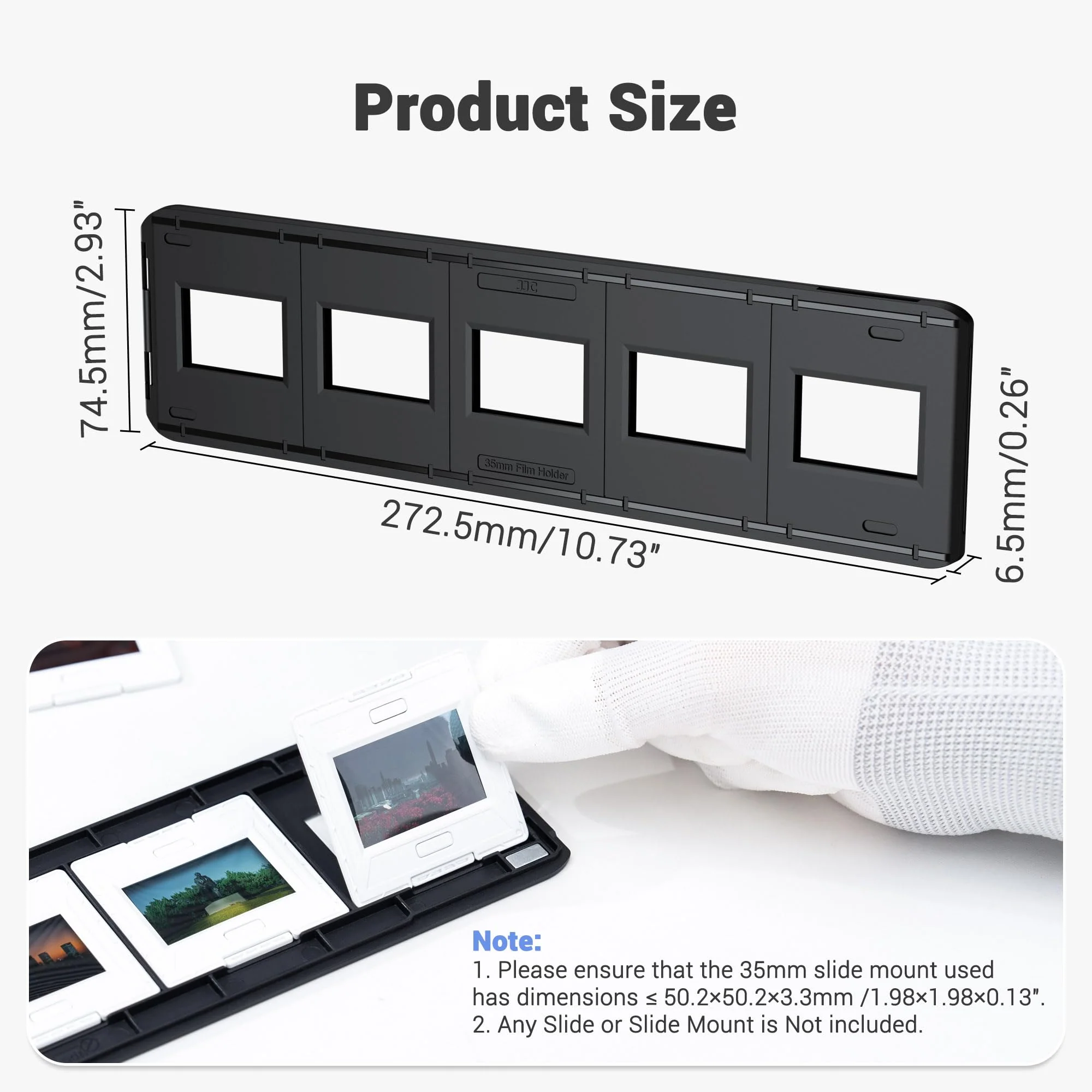 JJC 35mm Photo Slide Mount Holder, Compatible with Film Scanners, Mobile Film Scanner Convert & Negative Film Digitizer, Keeps Film Flatness and Stability for Easy Copying Scanning 35mm Slide Mount Holder - Image 7