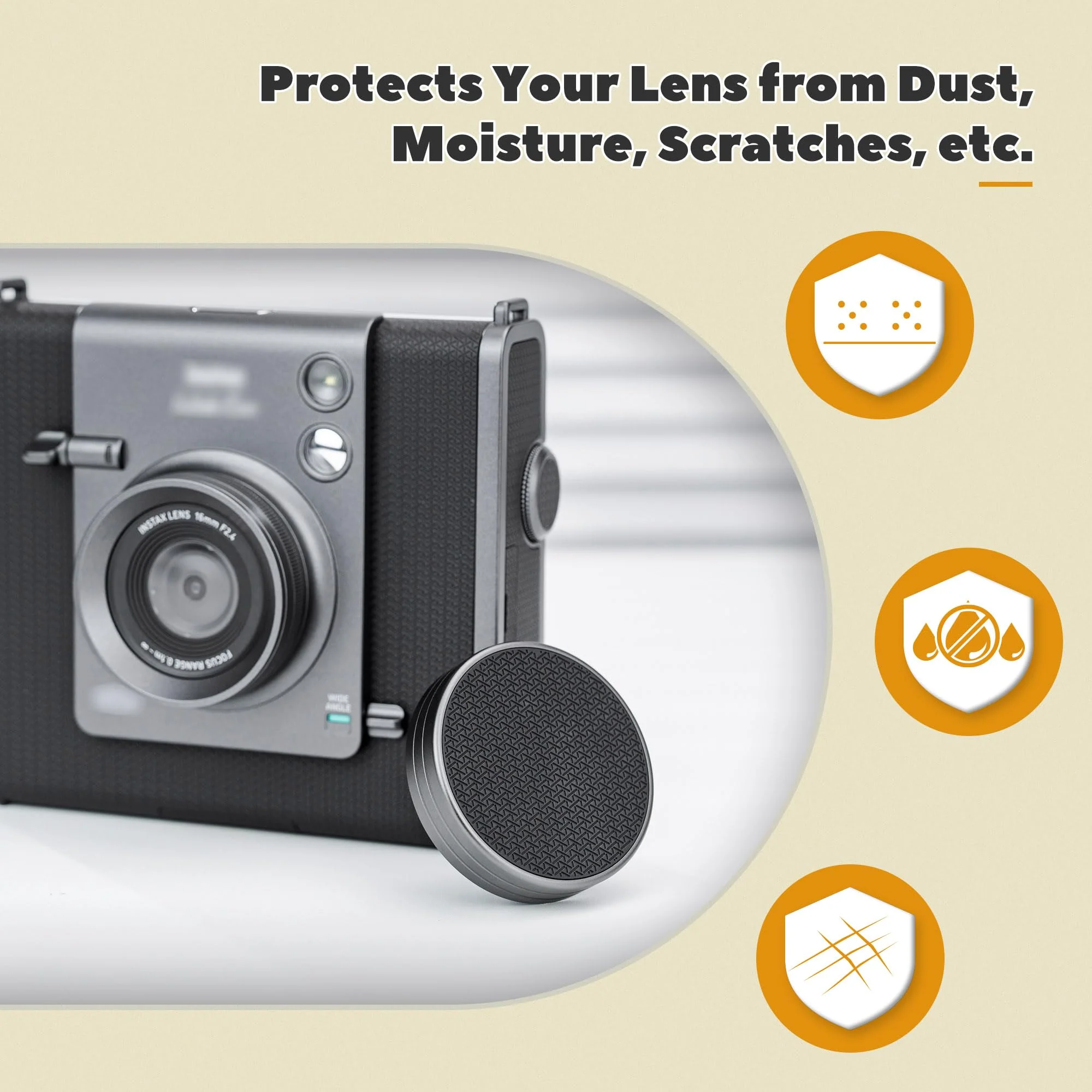 JJC Aluminum Lens Cap Cover for Fujifilm Instax Wide Evo, Dustproof & Anti-Scratches Lens Protector with Soft EVA Interior & Silicone-Textured Surface, Accessories for Fuji Wide Evo - Image 2