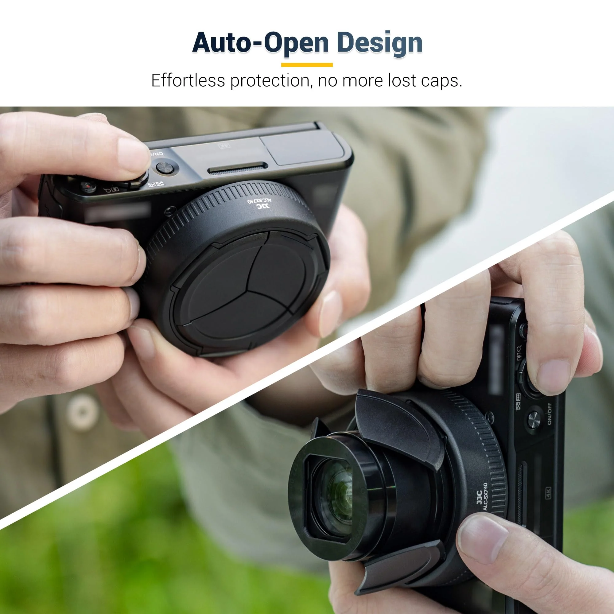 JJC Auto Open and Close Lens Cap Cover for Canon PowerShot SX740 HS Digital Camera, Canon SX740 HS Camera Lens Protector Vlog Accessories, No Vignetting - Image 3